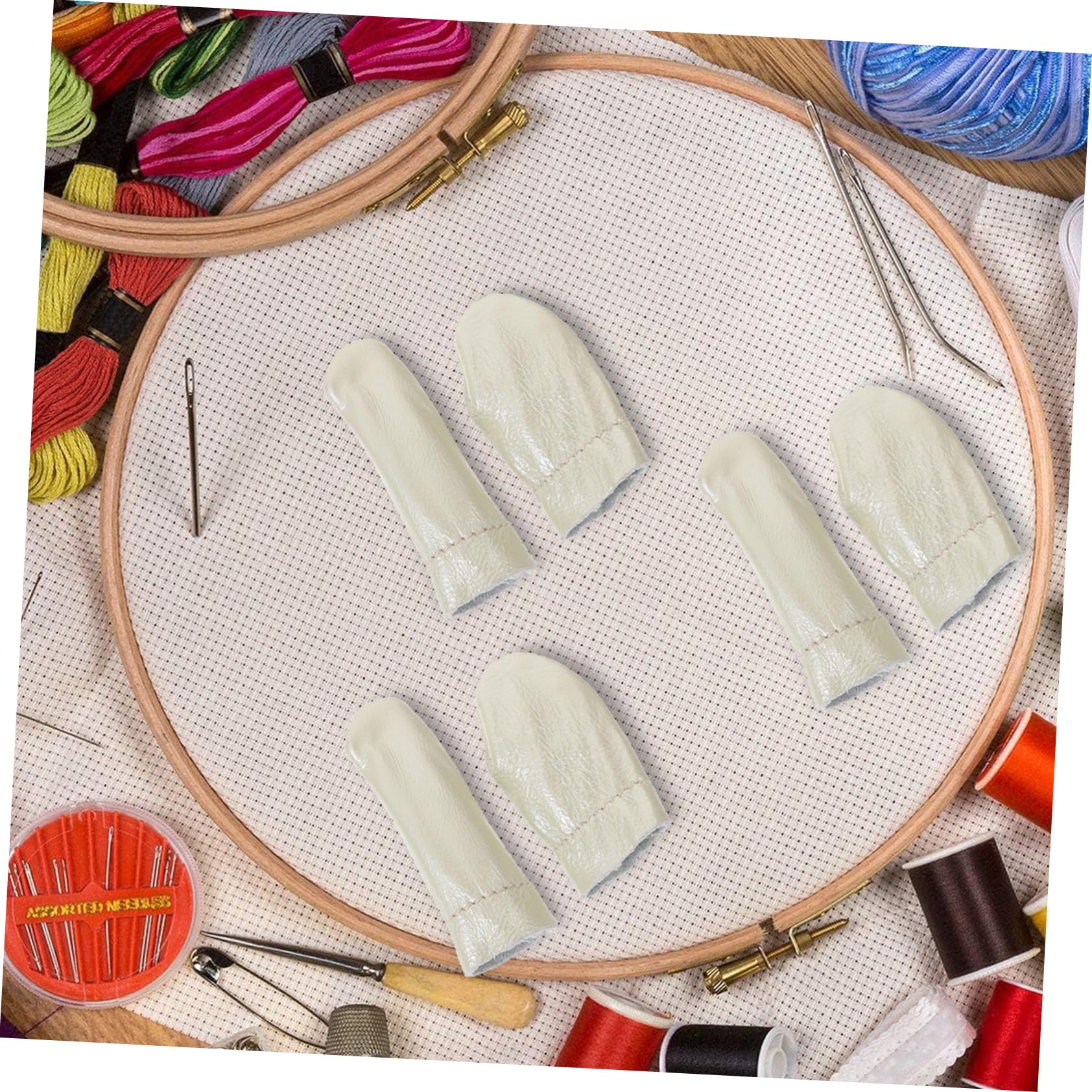 6 Piezas Protector De Dedo De Aguja De Fieltro Cojín Para Los Dedos Mangas Para Los Dedos Soporte Para El Pulgar Dedal De Acolchado Guantes Para Costura Herramienta Uso De La Mano