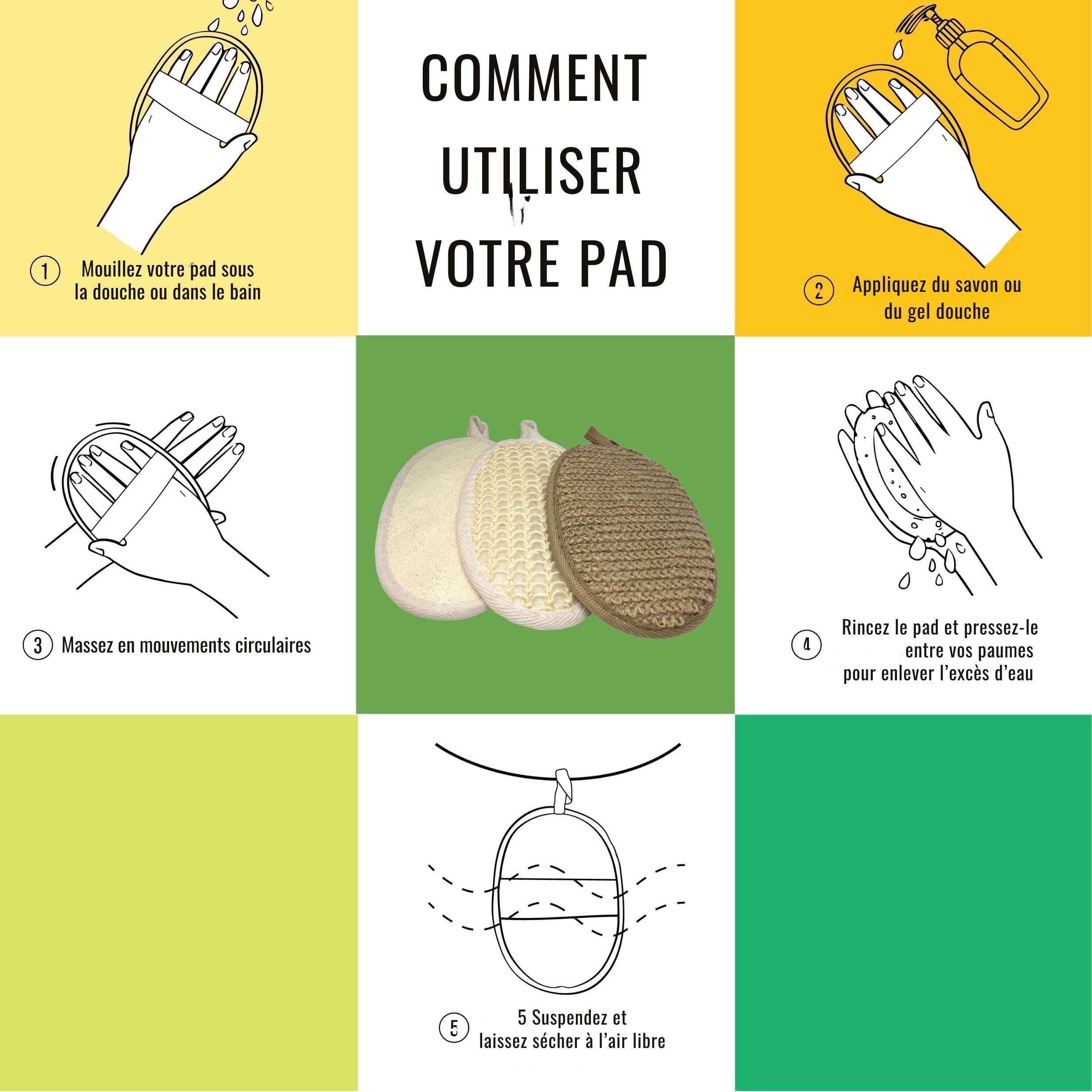 Gants Exfoliants Naturels Lot de 3, Luffa Chanvre Sisal, Pour Corps et Visage, Peau Douce et Éclatante, Vegan, Réutilisables, Zéro Déchet