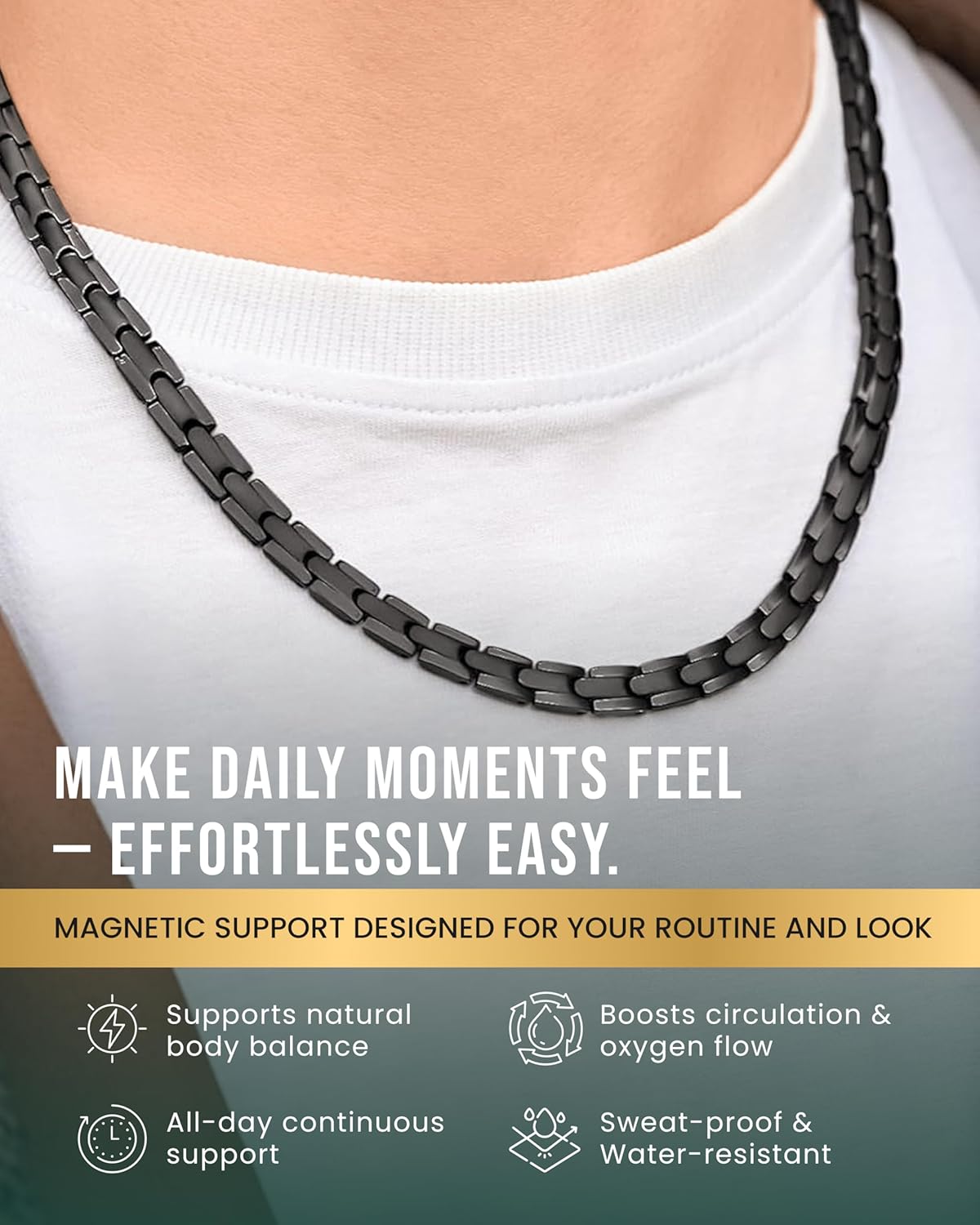 MagnetRX Titanium Magnetic Necklace – Ultra Strength Magnetic Necklaces for Men & Women – Effective Titanium Necklace with 62 Magnets (Black, 21.5 Inches) - Image 2