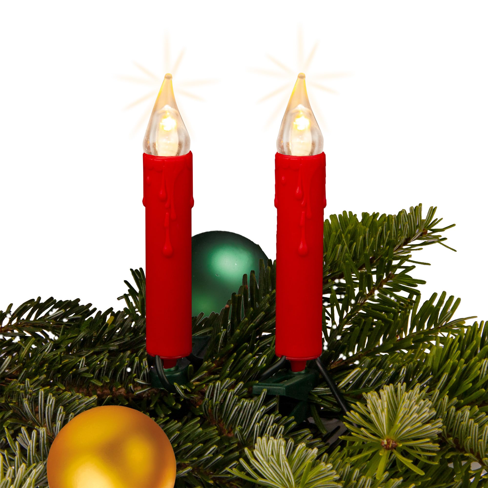 Hellum 151718 Guirlande lumineuse à 30 LED blanc chaud pour sapin de Noël intérieur 8,7 m éclairée + 2 câbles de 1,5 m Vert
