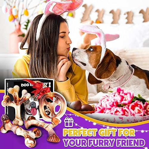 Miniatura 7 de Paquete de 4 juguetes masticables para perros para masticadores agresivos, juguetes indestructibles para perros con sabor a tocino, juguetes