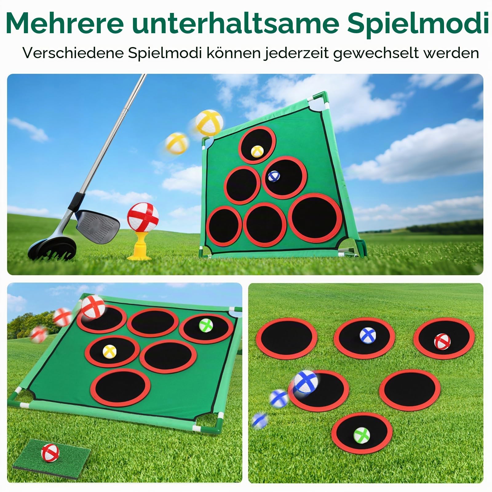 Mini Golf Set für Zuhause, Klebriges Golf Chipping & Wurfspiel mit Übungsmatte, 20 Bällen & Tragetasche für Indoor Outdoor