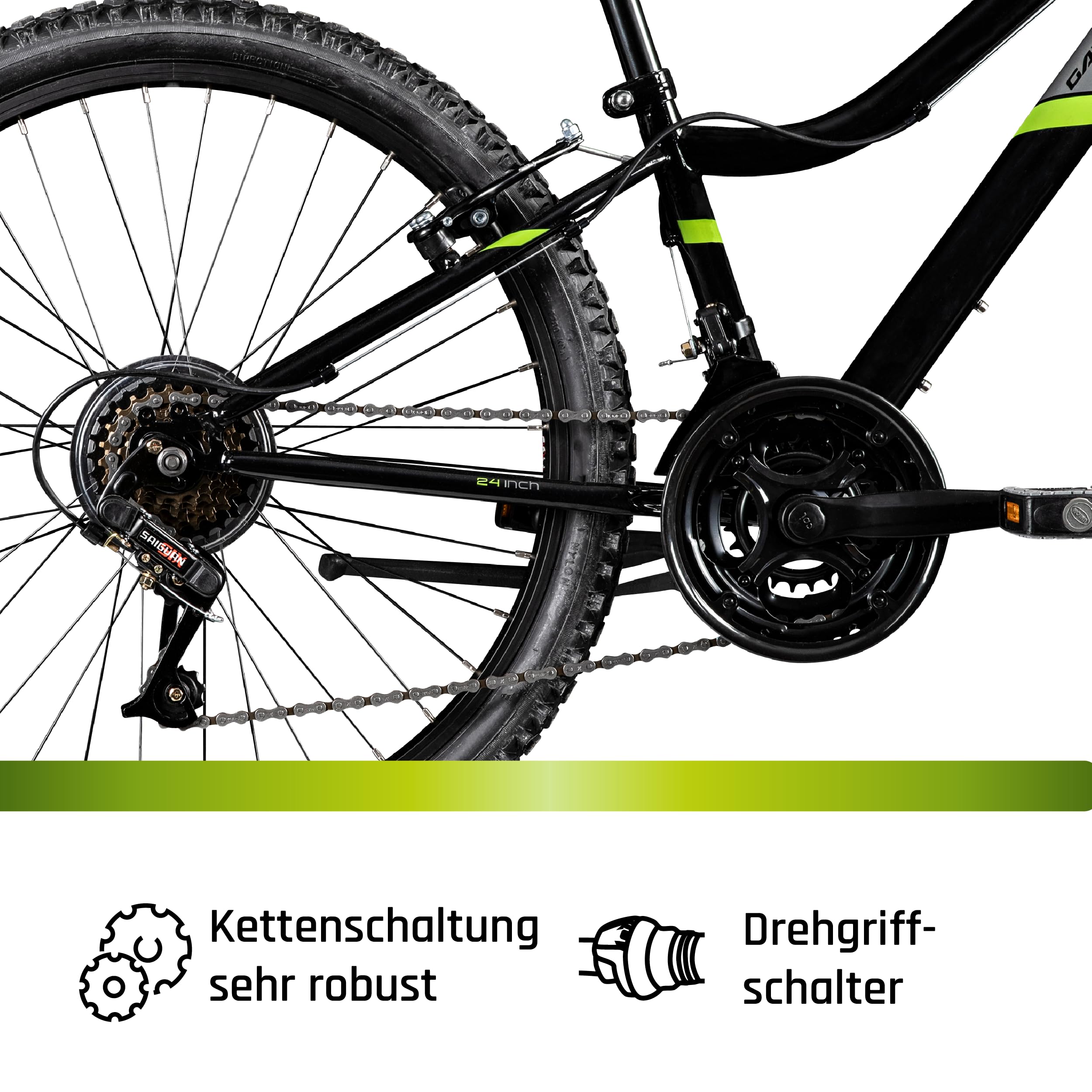 Galano Jugend Fahrrad 24 Zoll | für Jungen und Mädchen ab 8 Jahre 130-145 cm | Mountainbike 21 Gänge und V-Brakes | Kinderfahrrad MTB mit Federgabel | Jugendrad GA20