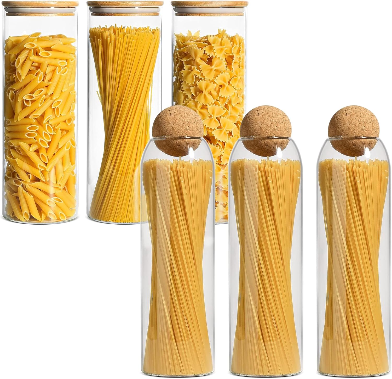 ComSaf Glass Spaghetti Pasta Storage Container with Lids