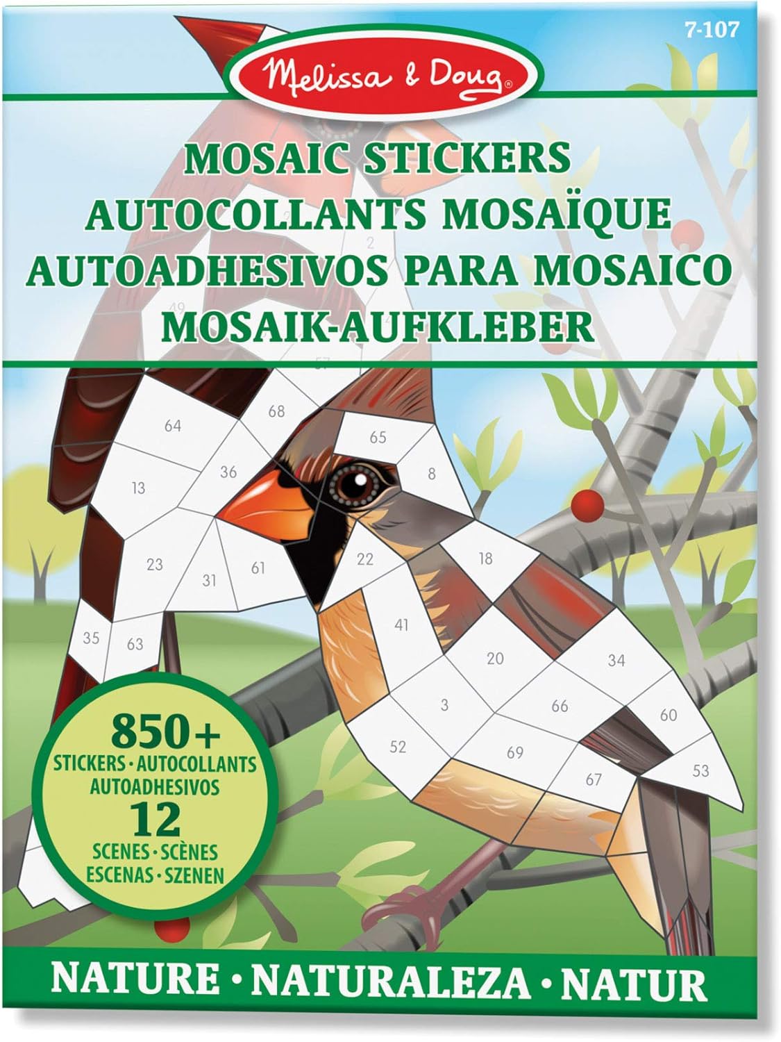 Melissa & Doug - Cuaderno de pegatinas de mosaicos de la naturaleza (12 escenas de colores para completar con más de 850 pegatinas)