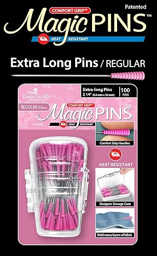 Taylor Seville Originals Comfort Grip Magic Pins Extra Long Regular - Suministros de acolchado, suministros de costura, nociones de costura, 100