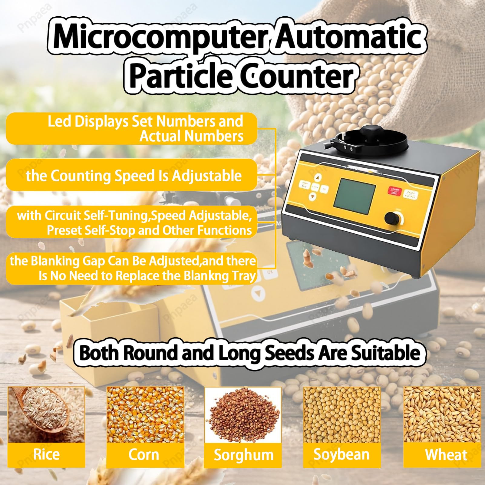 Contador De Semilla AutomáTico MáQuina De Contar De Plato Ajustable para Varios Tipos De Semillas como Arroz Trigo MaíZ Semillas De Hortalizas