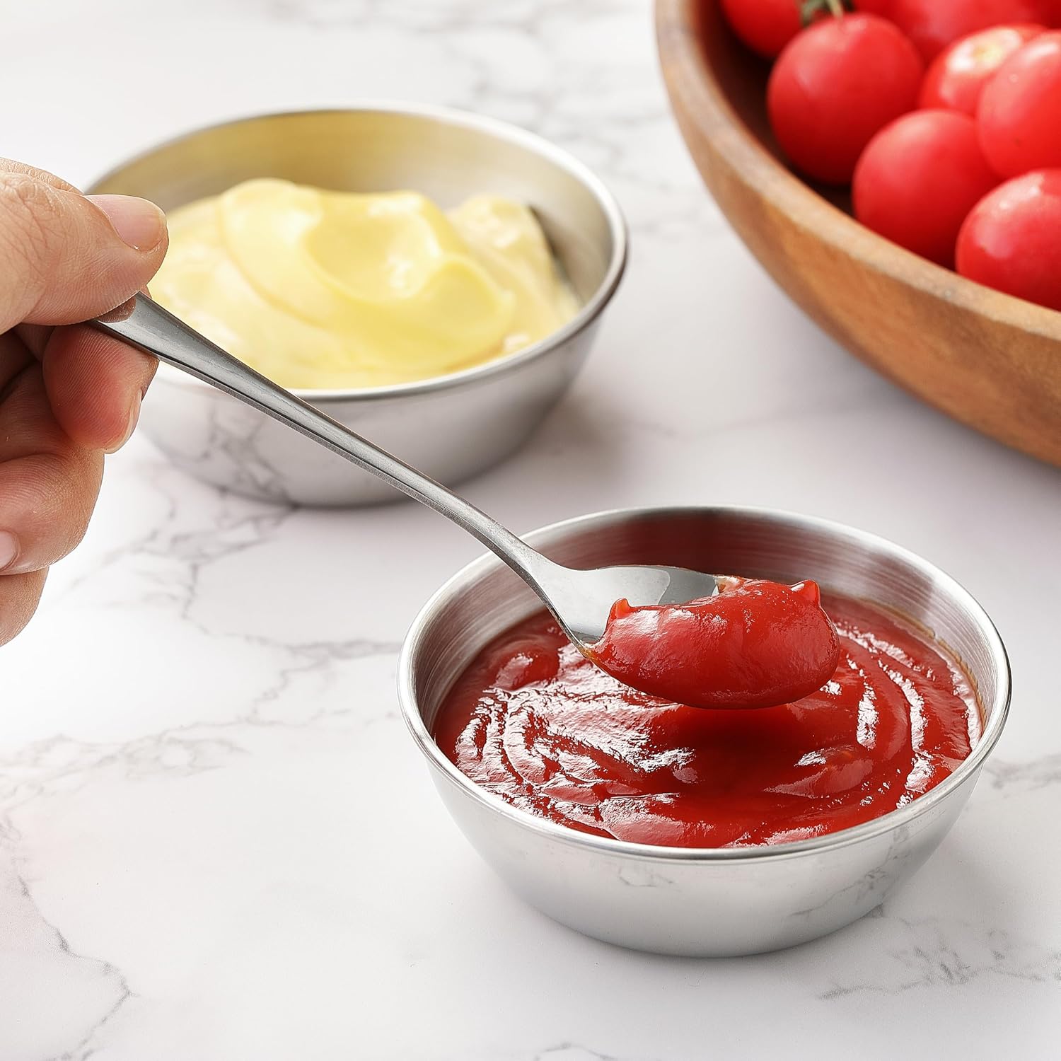 8 Pack Small Dipping Bowls, Stainless Steel Cups for Sauce and Condiment