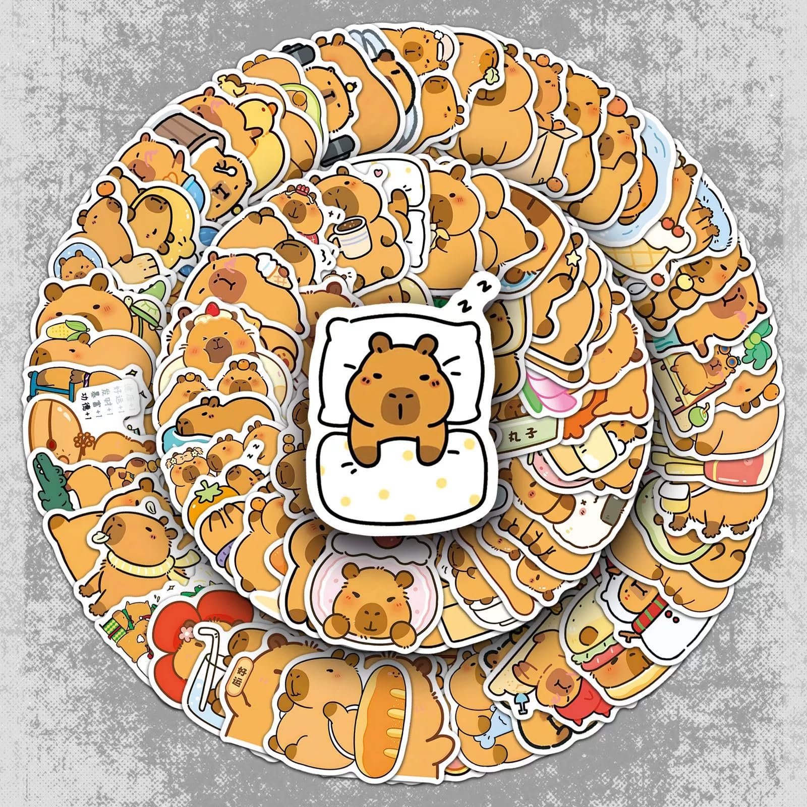 100 Pcs Capybara Vinyl Stickers,Capybara Graffiti Stickers,Vinyl Waterproof Decals for Kids Teens Girls,Phone Laptop Bottles Skateboard Computer Phone Luggage Guitar Gifts - Image 4