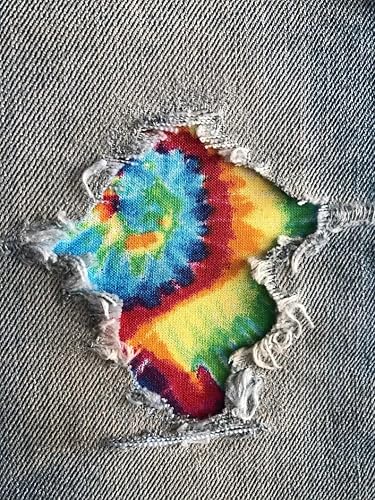 Miniatura 9 de HoleyPatches - Parches con reverso de mezclilla hechos a mano con teñido anudado, súper fuertes, para planchar, por HoleyPatches (arcoíris