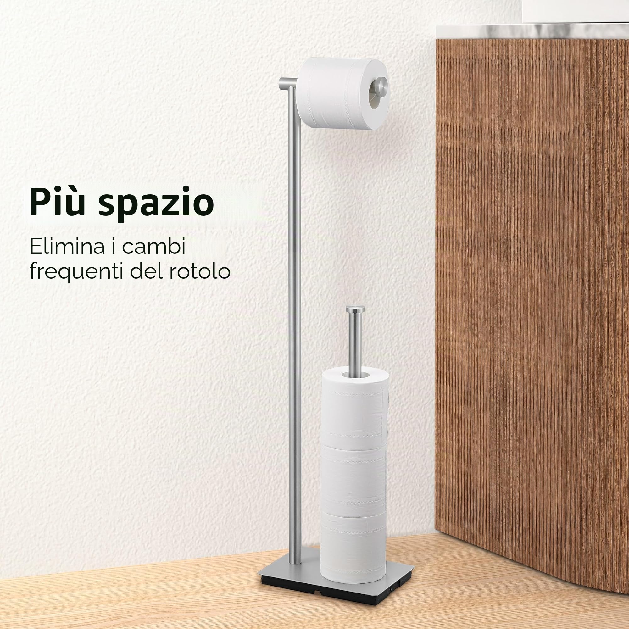 KES Porta Rotolo Carta Igienica da Terra Acciaio Inossidabile SUS304 Porta Carta Igienica da Terra con Riserva di Carta igienica Spazzolato, BPH286S1B-2