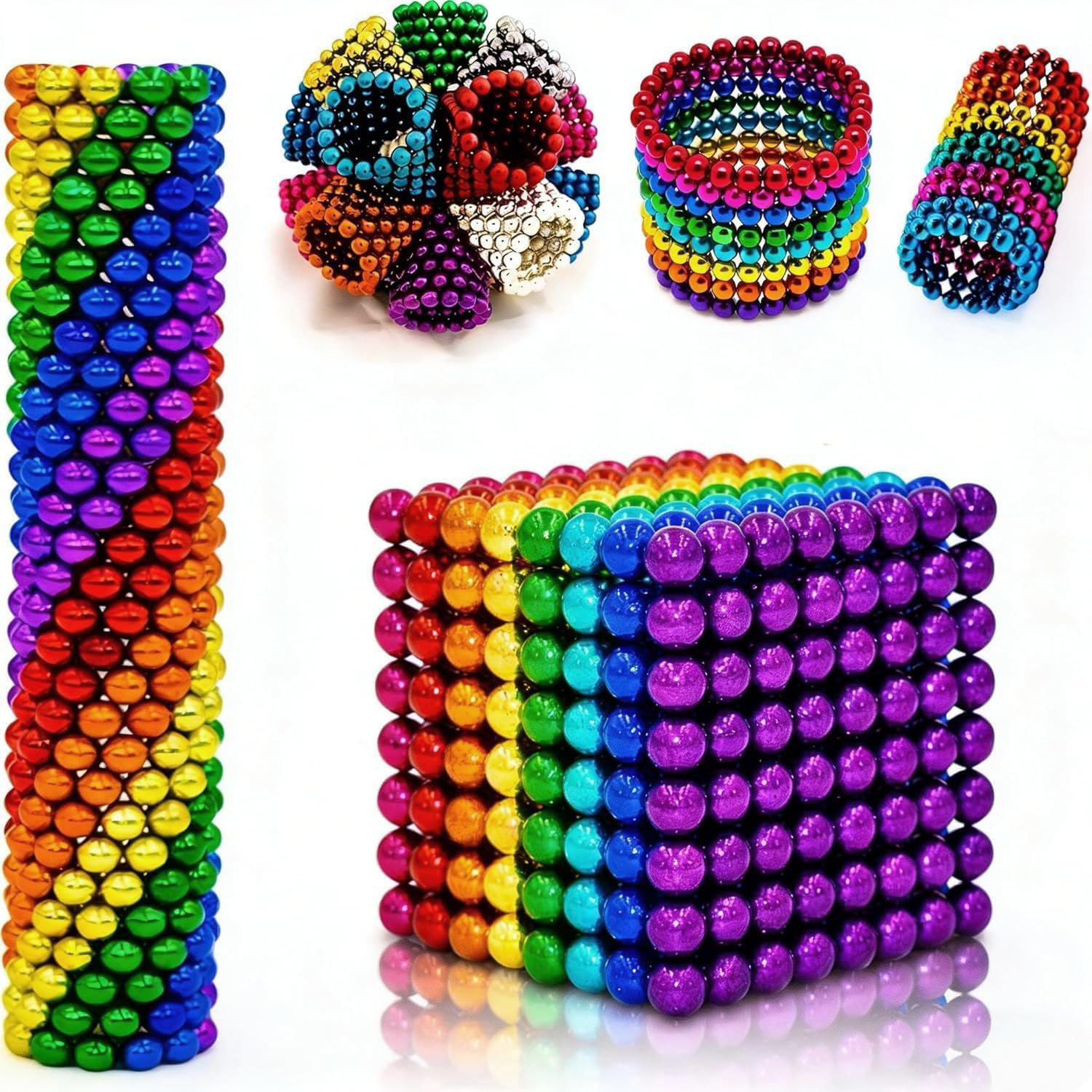 Bunte 5mm Kugeln Set (216 / 512 / 1000 Stück) , Interaktives 3D Montage Bauspielzeug für Erwachsene , Kreatives Desktop Gadget & Anti-Stress Puzzle , Geschenke für Erwachsene (512 Stück)