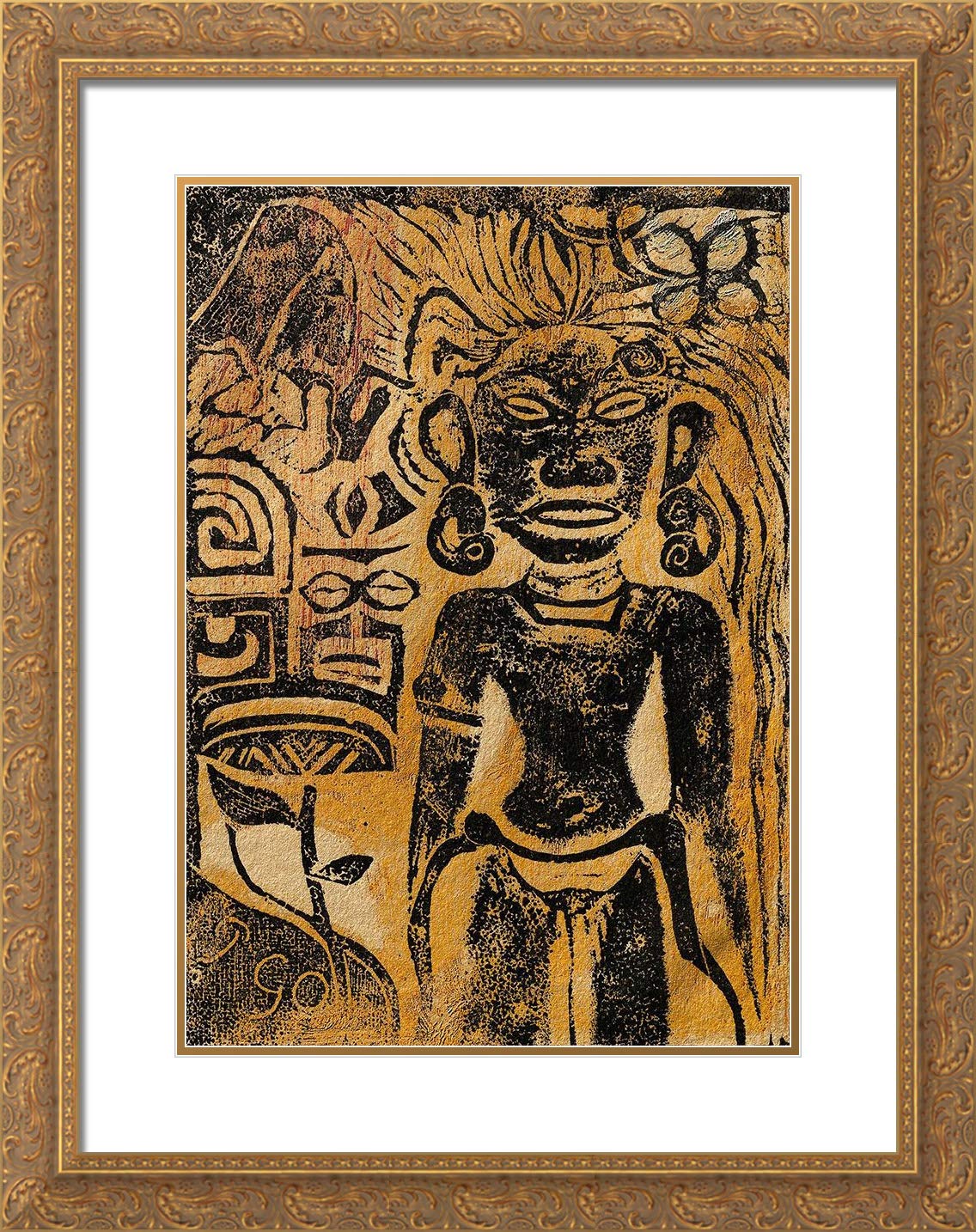 Gaugin, Paul 15x18 Gold Ornate Framed and Double Matted Museum Art Print Titled Tahitian Idolâ€”the Goddess HinaÂ