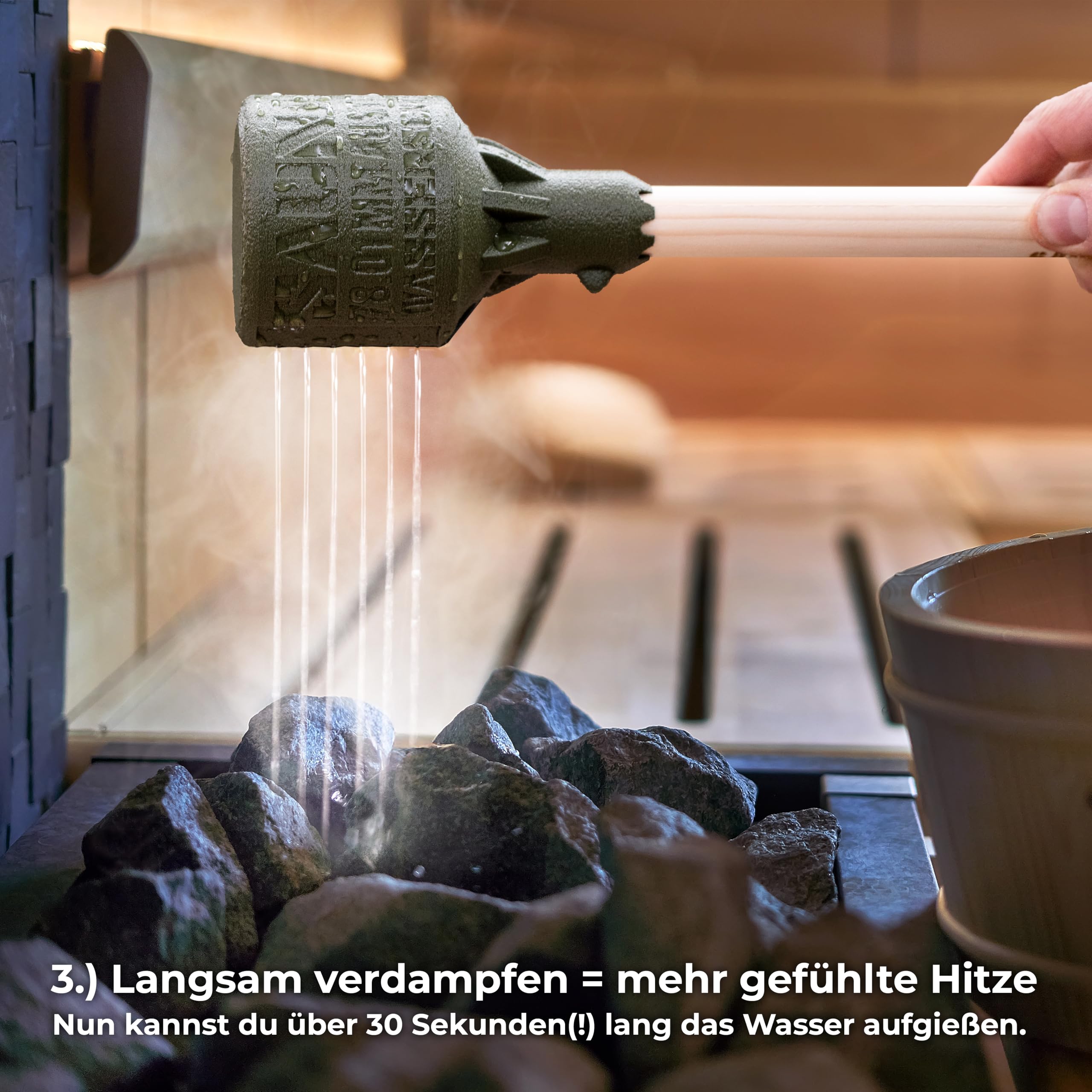 Die Aufgusskelle für Sauna- Enthusiasten - Die Saunakelle fasst 240ml, bei über 30 Sekunden Aufgusszeit für mehr Verdampfung und gefühlte Hitze - made in Tirol, Österreich