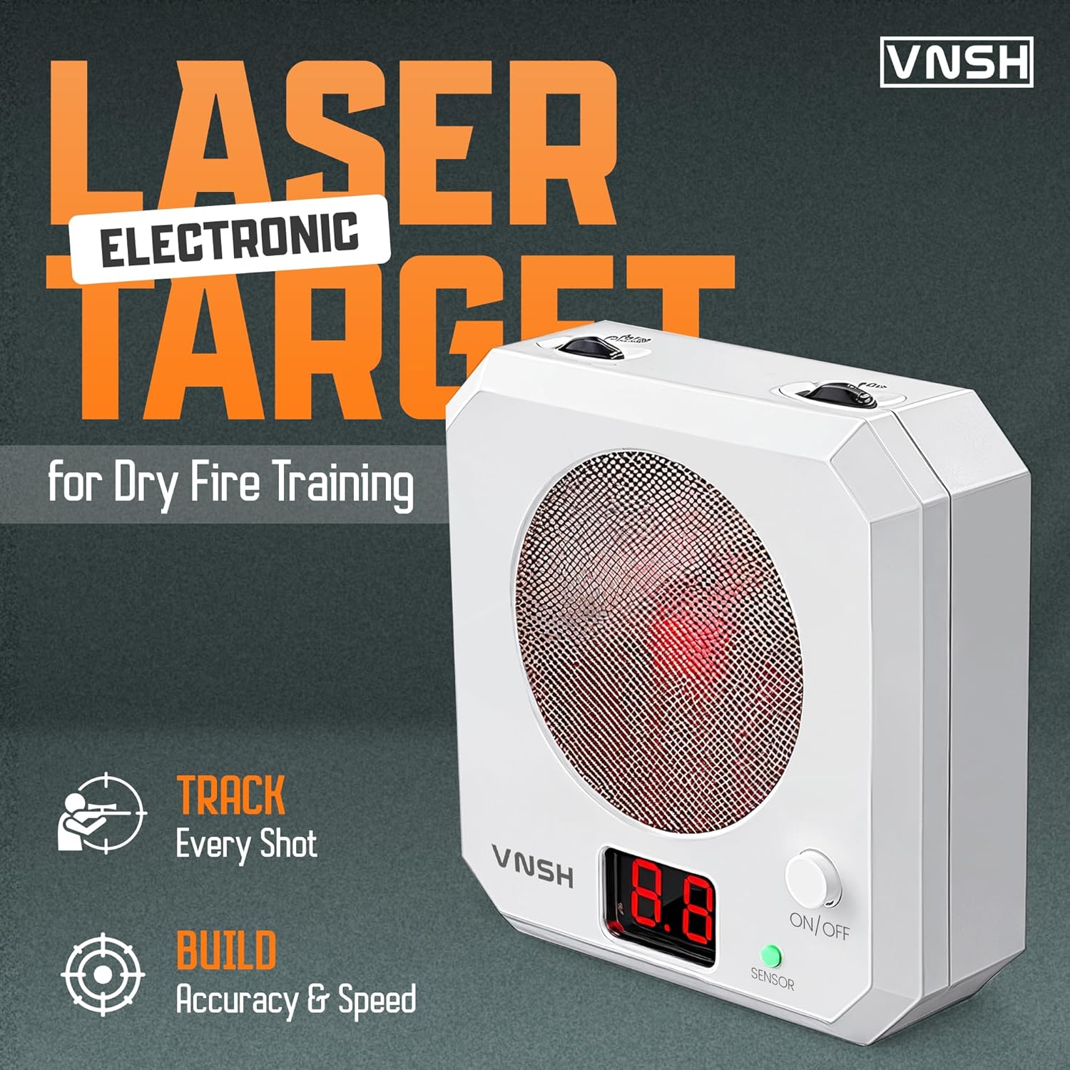 VNSH Digital Steel Laser Target with Audible Feedback for Dry Fire Training System, Rechargeable USB-C Portable Target Compatible with Laser Strike System