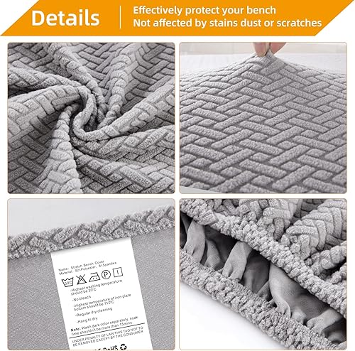 Miniatura 5 de YISUN Funda para banco de comedor, fundas elásticas resistentes al desgaste, fundas de banco extraíbles antideslizantes para sala de estar,