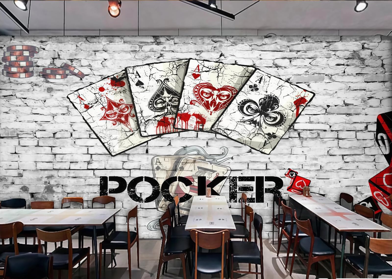 XDOUBAO Wallpaper Retro Brick Wall Entertainment Bar Chess and Card Room Shopping Mall Afternoon Tea Western Restaurant Background Wall Wallpaper Coffee Shop Mural,3D,150x105cm