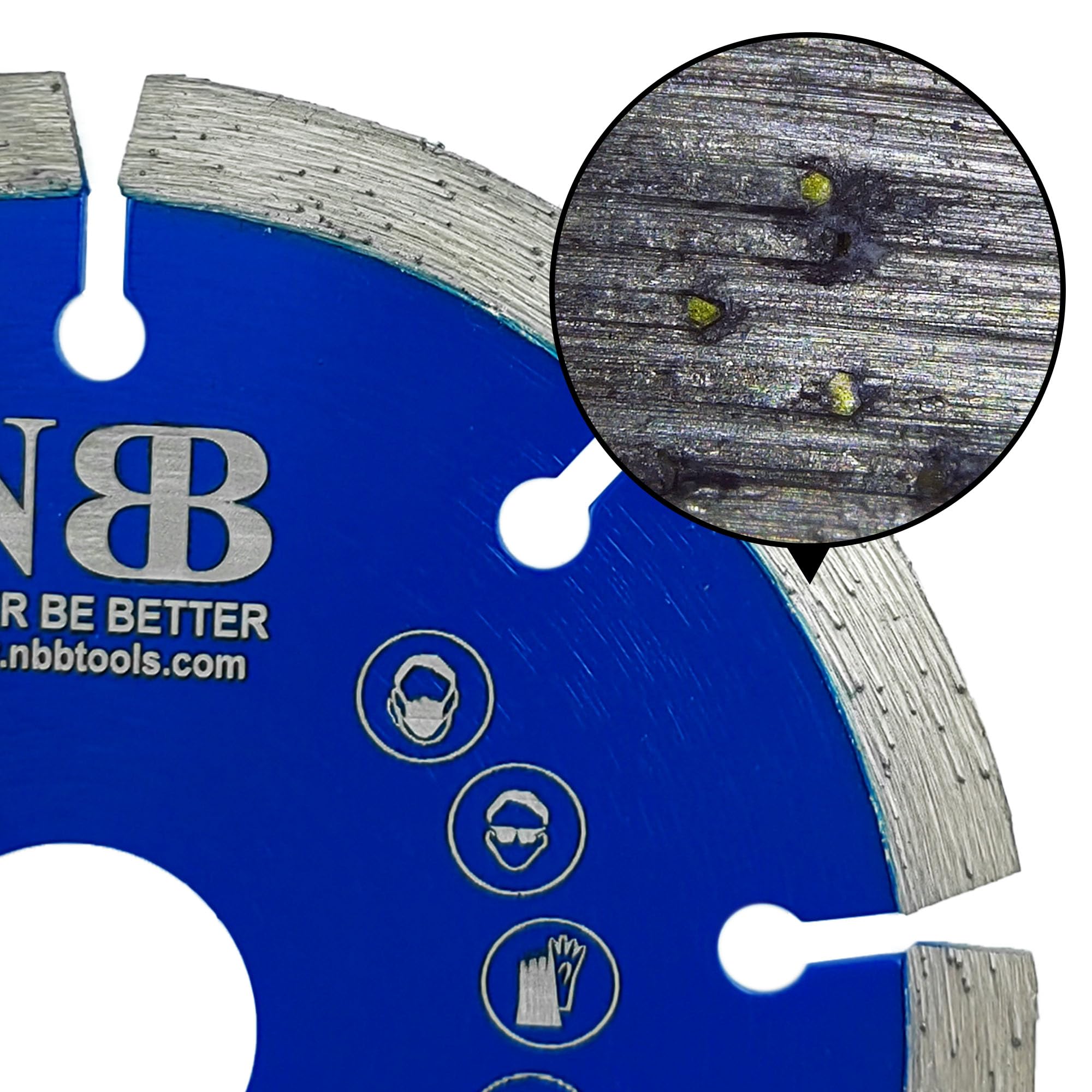 NBB Diamond Cutting Disc with 8mm Segment Durable Universal Diamond Disc Dry Cutting for Marble Granite Brick Ceramic Concrete Stone for General Purpose(1,125x22.23mm) - Image 3