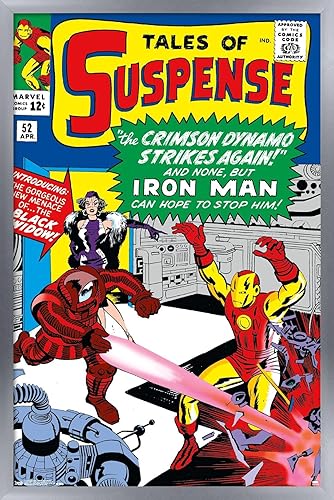 Trends International Marvel Comics-Black Widow-Tales of Suspense Cover #52 - Póster de pared, 22.375 x 34 pulgadas, versión enmarcada plateada