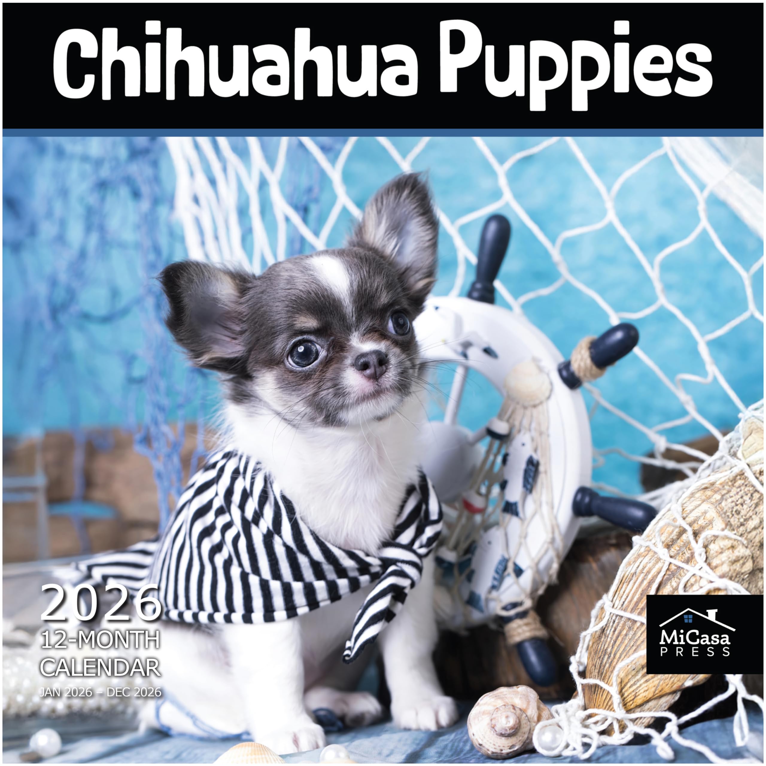 MICASA PRESS Chihuahua Puppies 2026 Wall Calendar 12 Month | 12" x 24" Open | Thick &amp; Sturdy Paper | Giftable | Cute Puppy Dog Calendar 2026