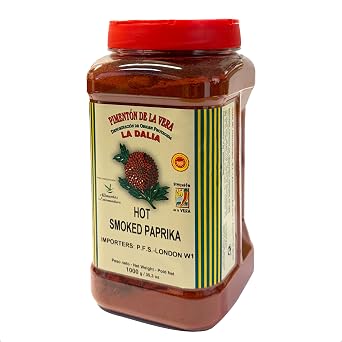 La Dalia Hot Smoked Paprika Powder, Bulk 35oz Tub, Authentic Spanish Pimenton de la Vera, DOP Certified, Bold Heat and Smoky Flavor, Perfect for Food Service, Restaurants, and Cooking for a Crowd