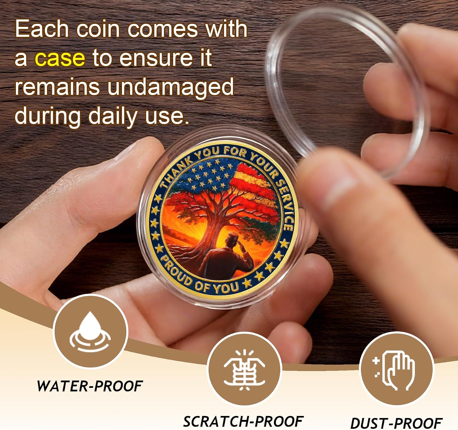 BHealthLife Veterans Coins for Honoring All Who Served - Bulk Thank You for Your Service Coins with US Flag Tree Design - Memorial Day Veterans Day Gifts for Veterans Military Gifts for Men