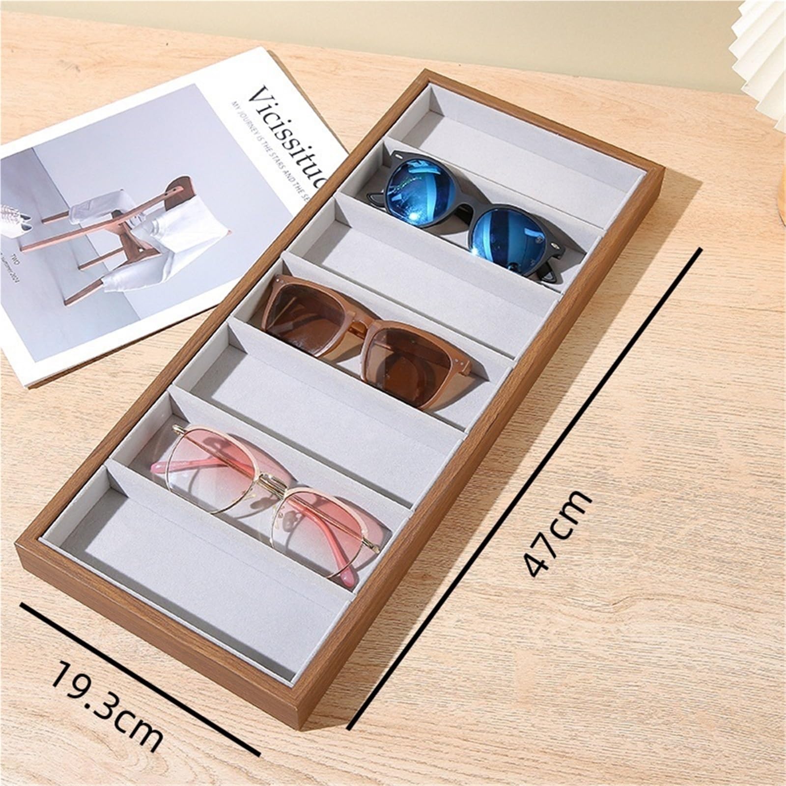 Sonnenbrillen Aufbewahrung Aufbewahrungsbox for Mehrere Sonnenbrillen, Brillenvitrine Brillenaufbewahrung(19.3x47cm)