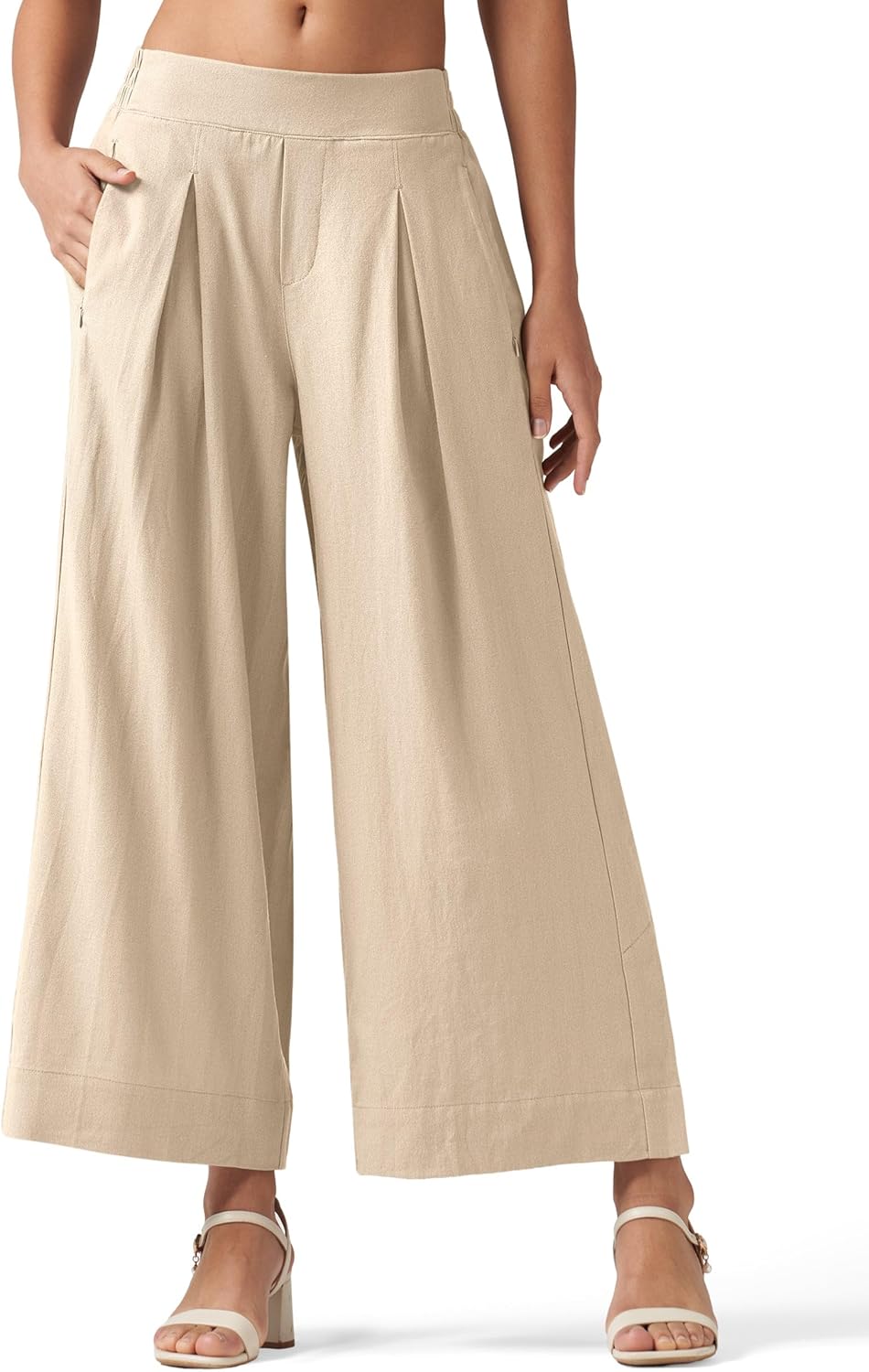 Willit Women's Linen Pants Wide Leg Casual Beach Summer Pants Palazzo Lounge Pants with Pockets