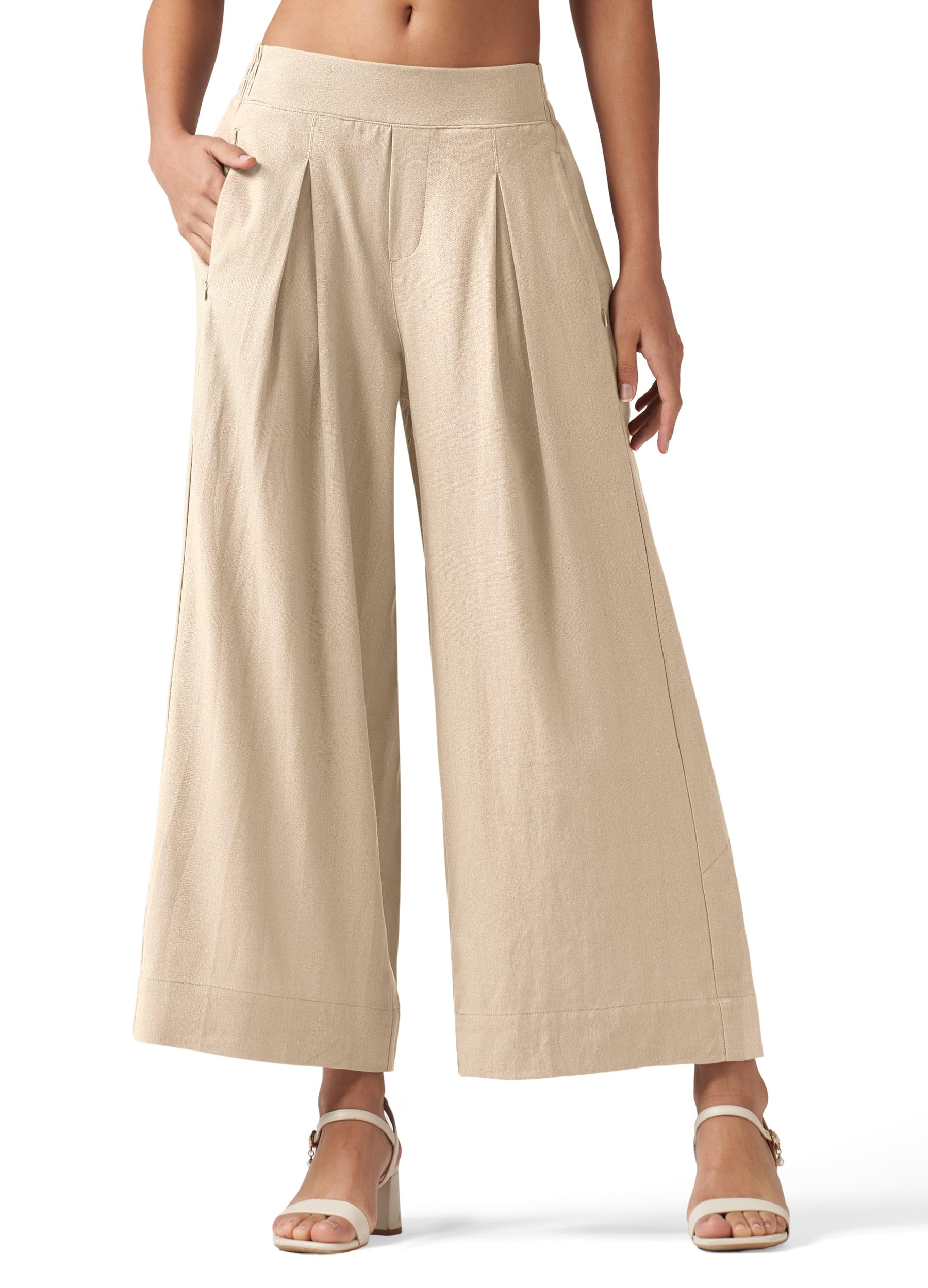 Willit Womens Linen Pants Wide Leg Casual Beach Summer Pants Palazzo Lounge Pants with Pockets