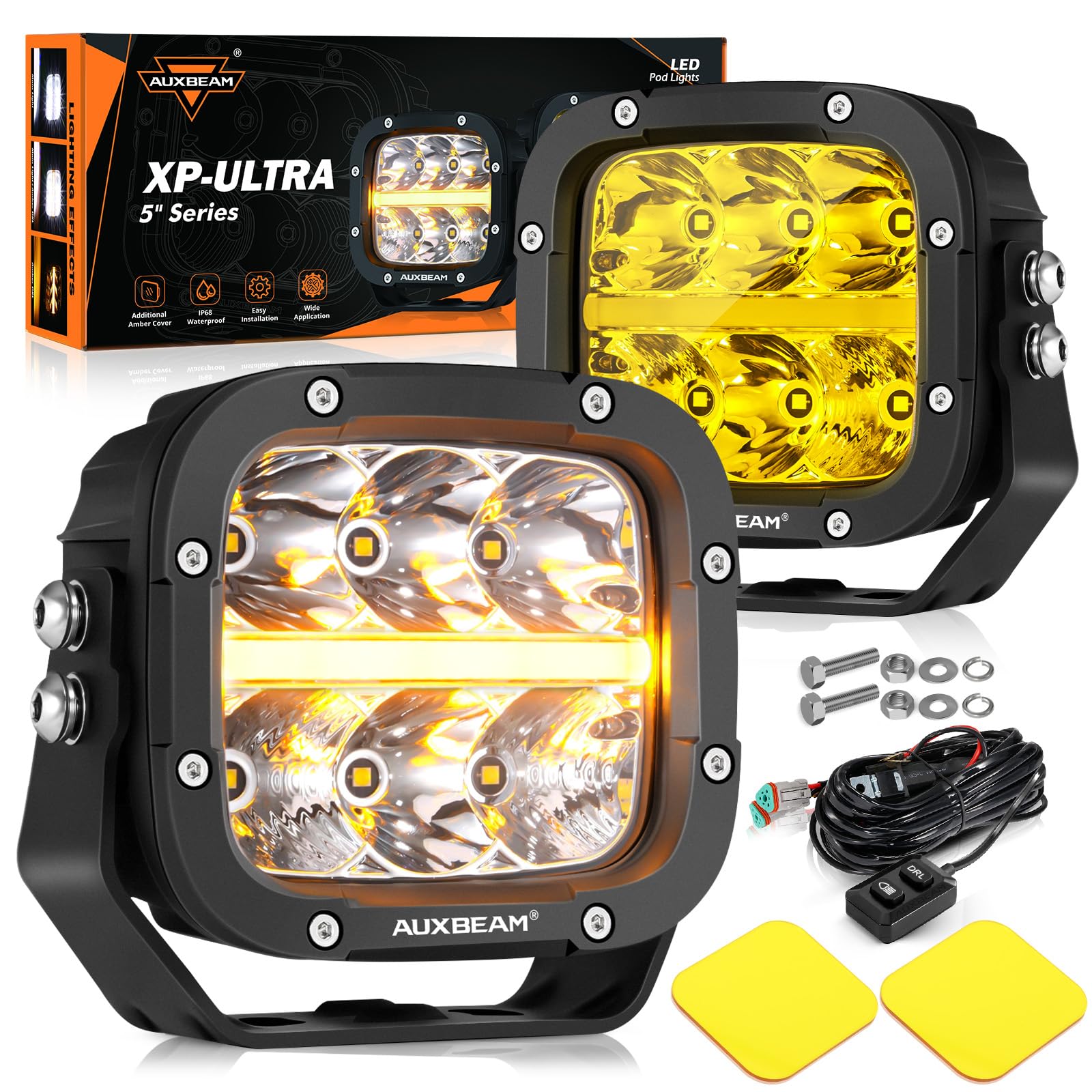 Amazon.com: Auxbeam 5 Inch LED Offroad Lights with Amber DRL, XP