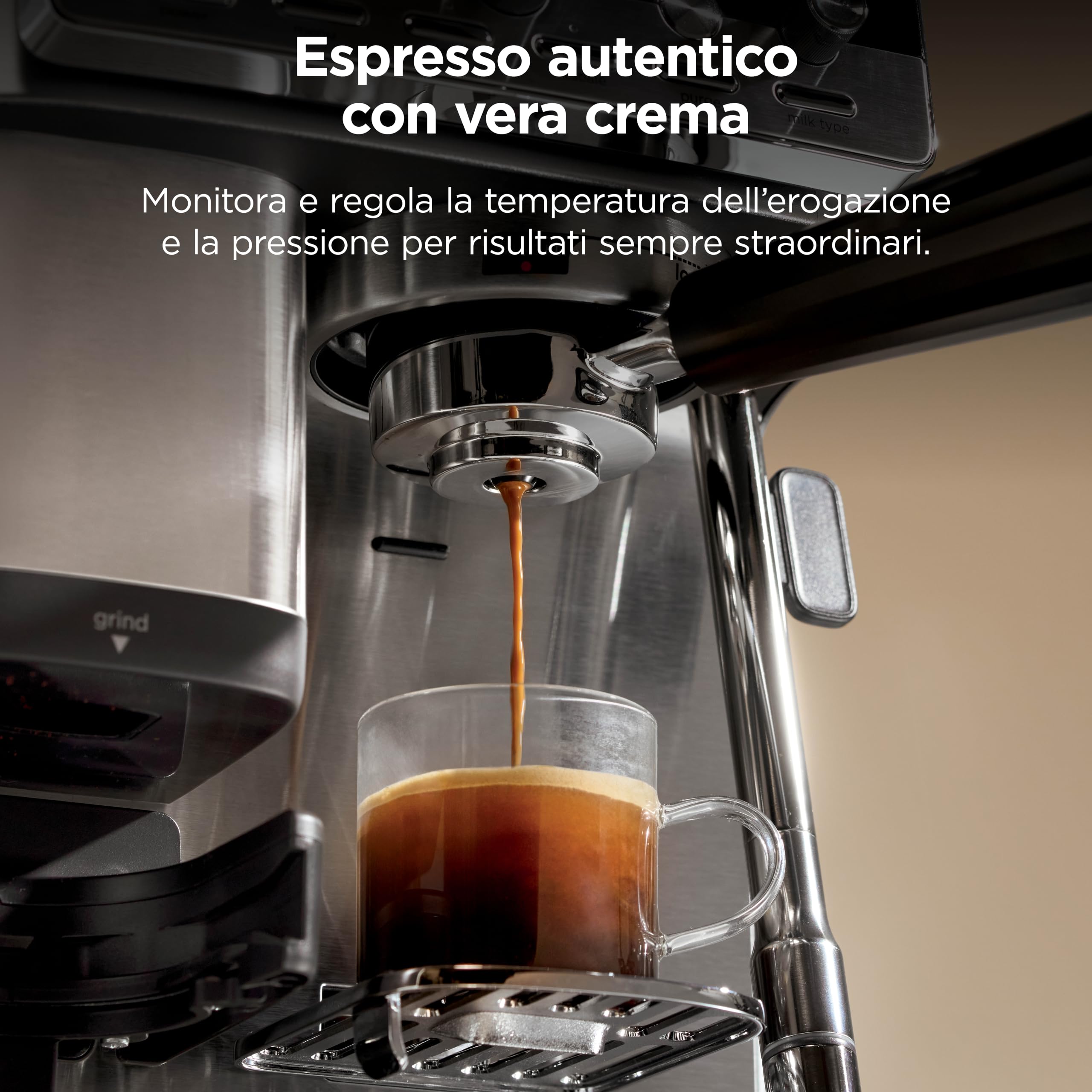 Ninja Luxe Café Mini 2-in-1, Macchina da caffè filtro ed espresso con macinacaffè integrato e montalatte automatico ES351EU