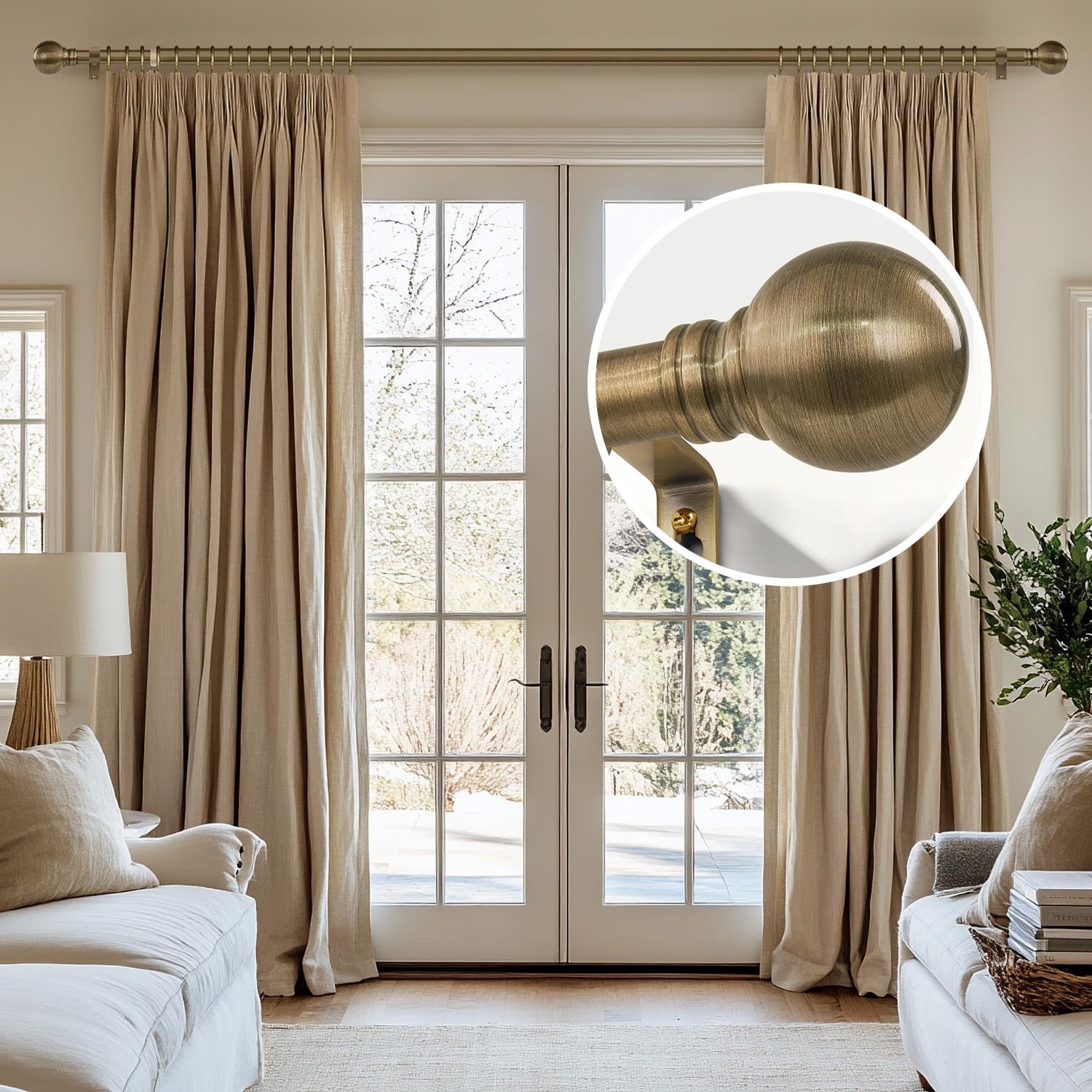 Tringle à Rideau Extensible Bronze 80–292 Cm,Style Rétro Chic | DiamèTre 25 Mm,Tube rigide, supporte les rideaux occultants lourds,Adapté Pour Chambre,Salon Et Tous Types De FenêTres