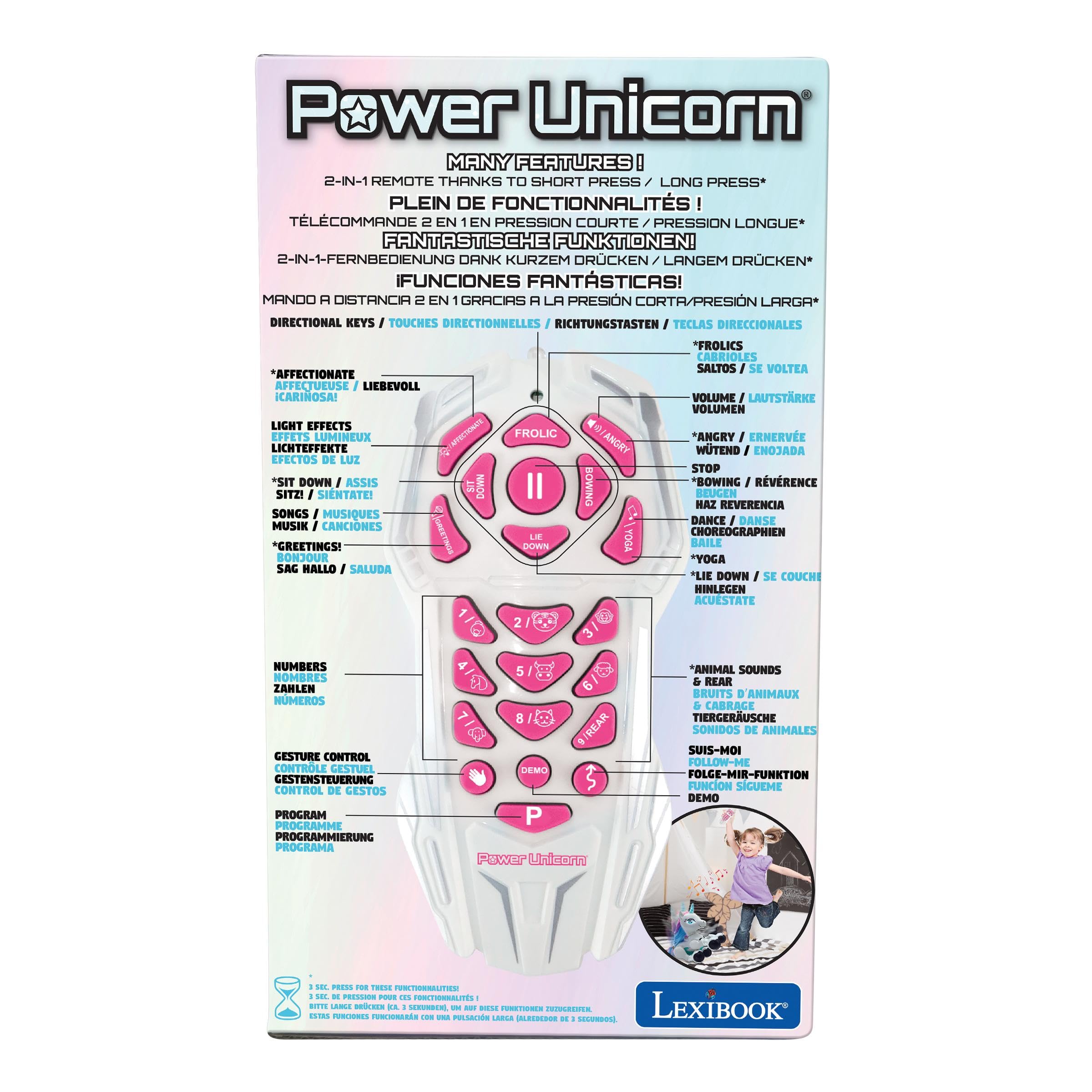 Lexibook, Power Unicorn Smart Unicorn, UNI01LXB | Programmierbar, Fern- & Gestensteuerung, Tanz, Musik, Lichteffekte, Wiederaufladbar