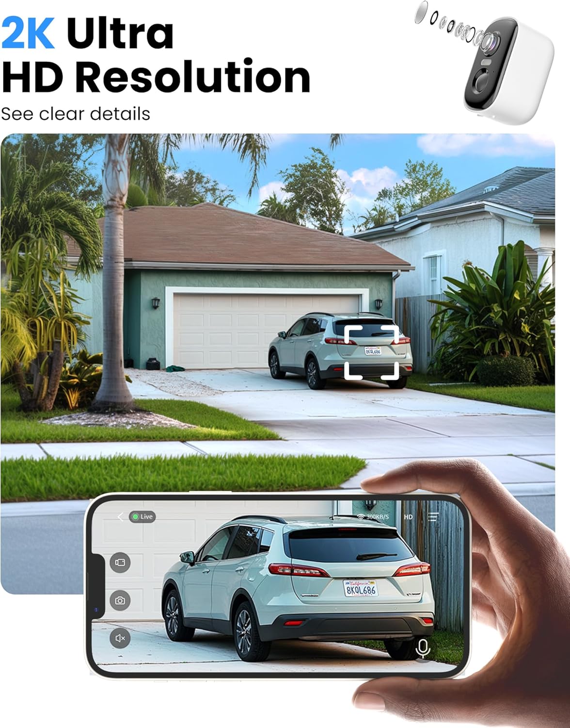 2K Security Cameras Wireless Outdoor, WiFi Cameras for Home Security with Solar Panel, Spotlight Color Night Vision, AI Motion Detection, Siren Alarm, 2-Way Talk, IP66, Cloud/SD Storage