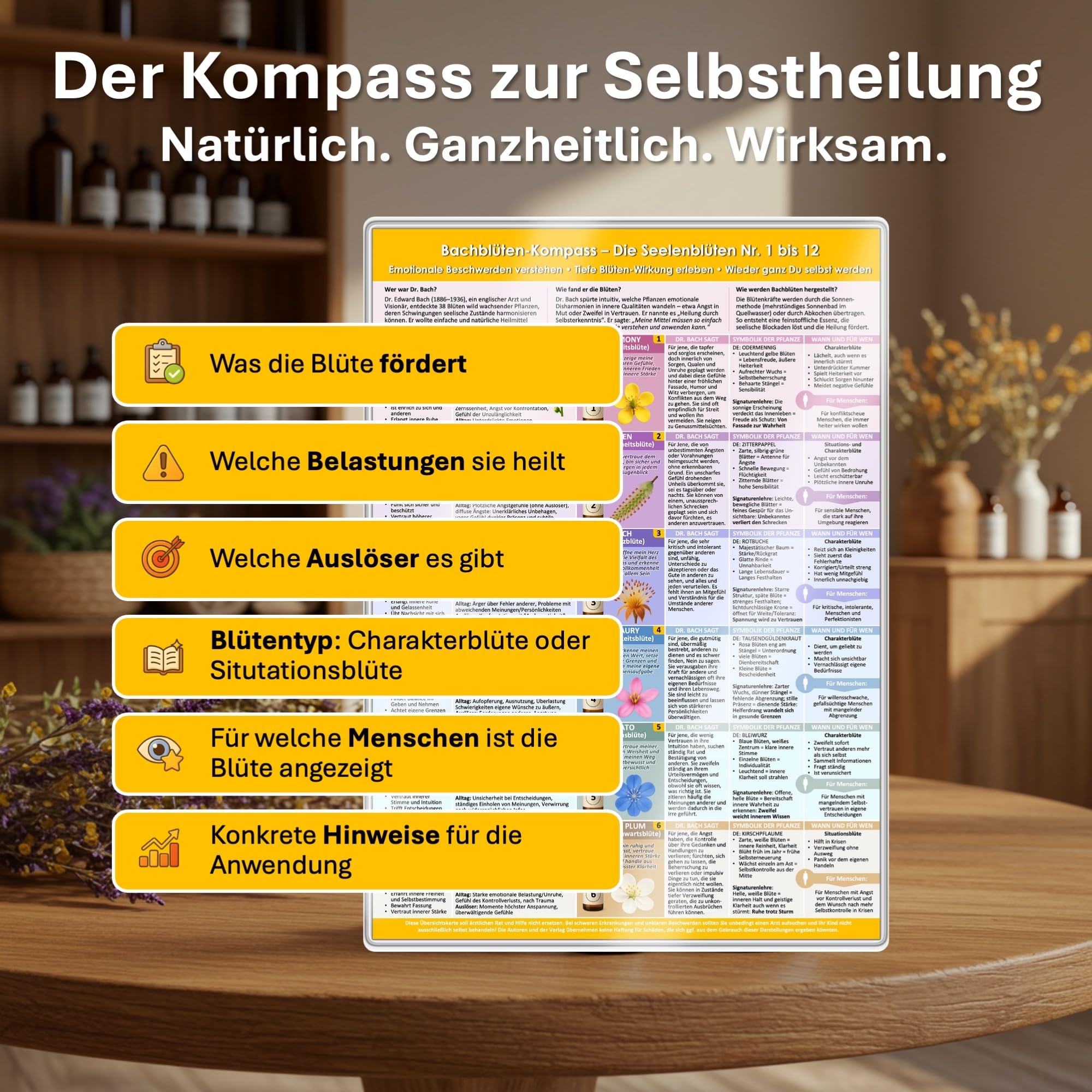 [5er Set] Der sanfte Naturheil-Kompass für Körper & Seele – mit allen 38 Bachblüten & 24 Schüßler-Salze: Behutsam körperlichen & seelischen ... & ... & Selbstanwender (DINA 4, laminiert)