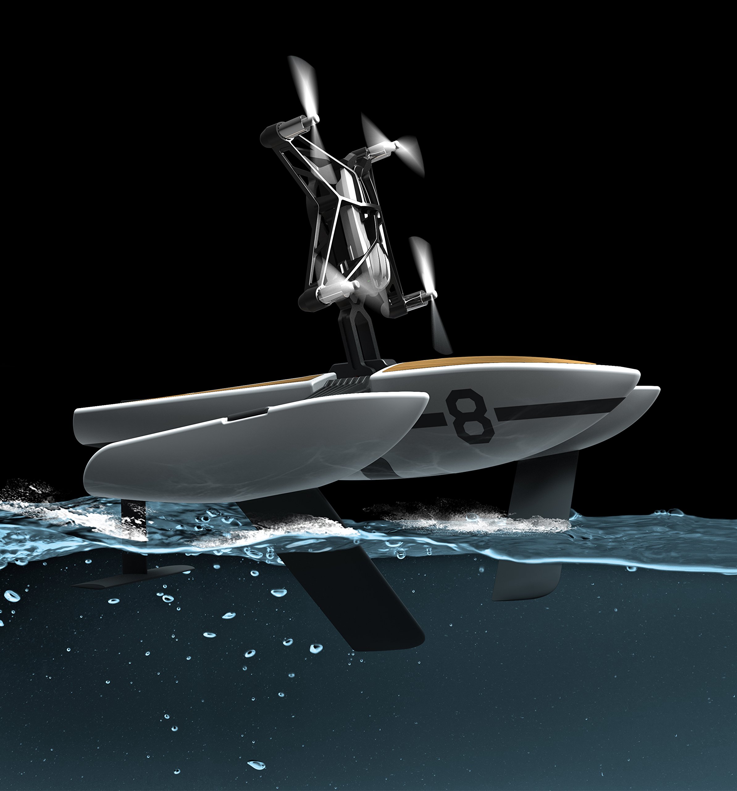 Parrot Hydrofoil New Z - Dron "dos en uno" para pilotar por aire y agua, cuadricóptero y barco (cámara vertical 30 FPS, 18 Km/h, 9 minutos de vuelo, 20 metros de alcance, programable), color blanco