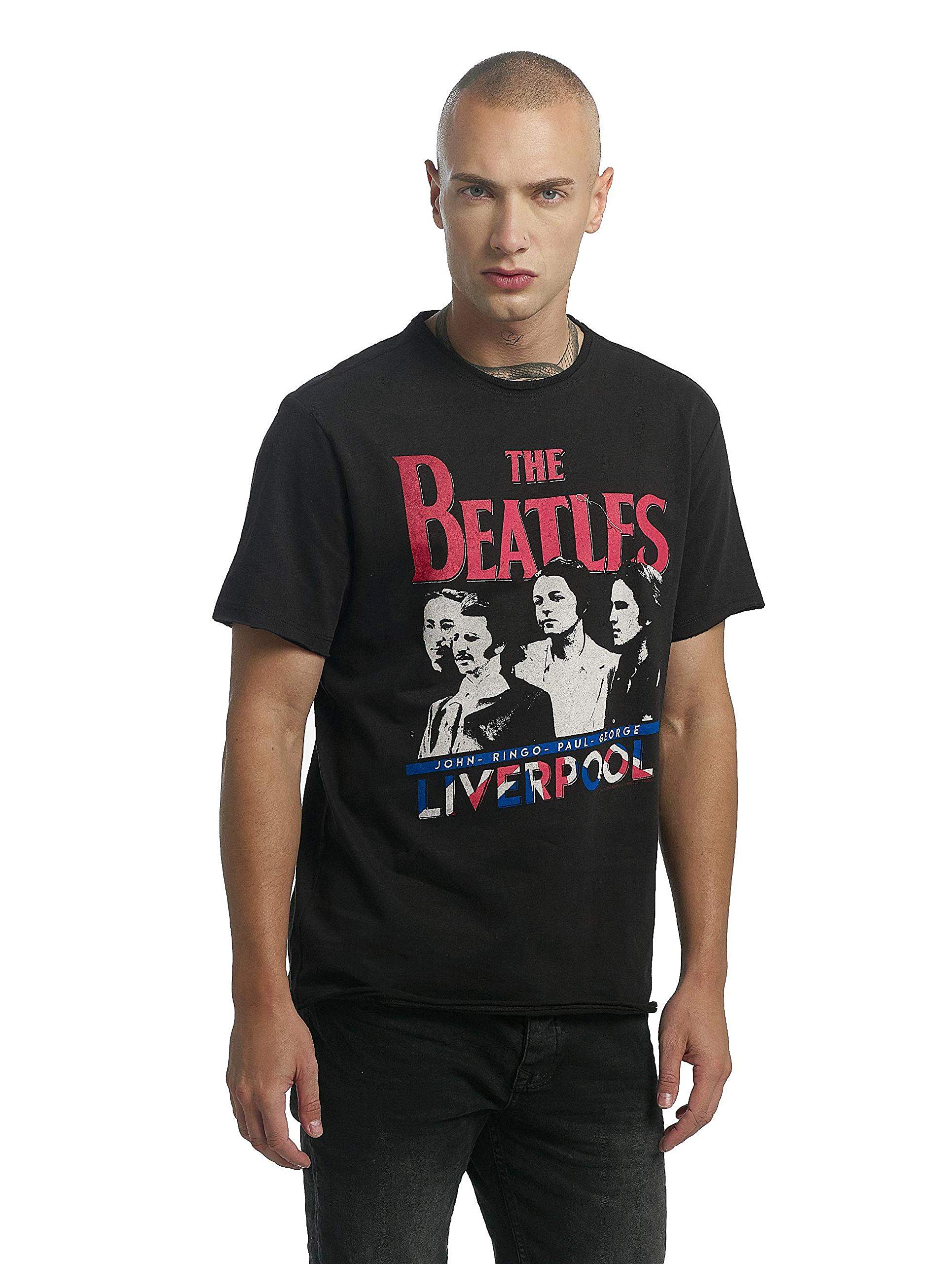 Amplified Men's The Beatles-Liverpool T-Shirt, Black (Black Bk), (Size:XS)