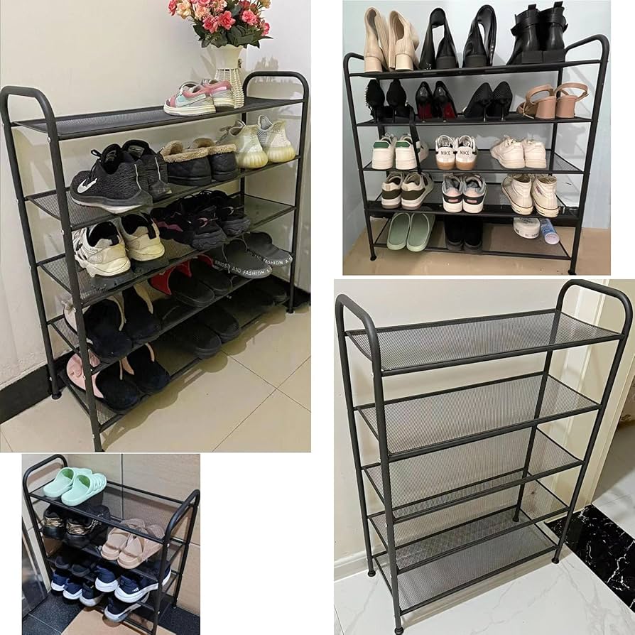 第1位獲得!】 シューズラック/下駄箱/棚板5枚/取っ手扉/ホワイト[965