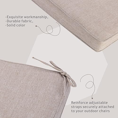 Miniatura 5 de Cojines para sillas de exterior de 19 x 19 pulgadas, impermeables, para muebles de patio, jardín, sofá con cremallera y correas ajustables, juego de