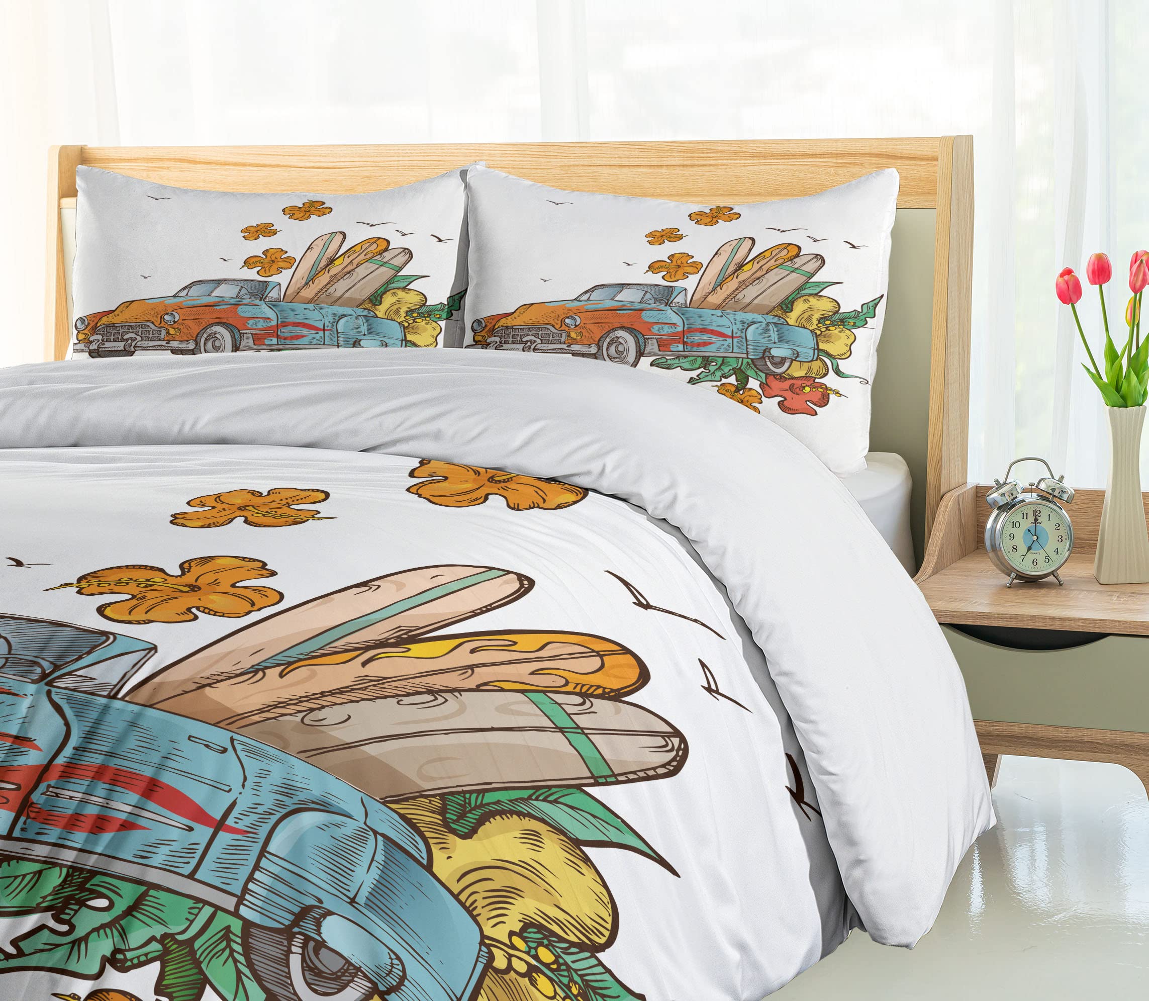 Amazon | ヴィンテージハワイ布団カバーセットby lunarable、古い学校