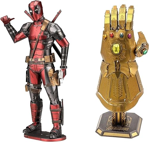 Metal Earth Fascinations - Juego de 2 kits de modelo de metal 3D Marvel Deadpool - Infinity Gauntlet