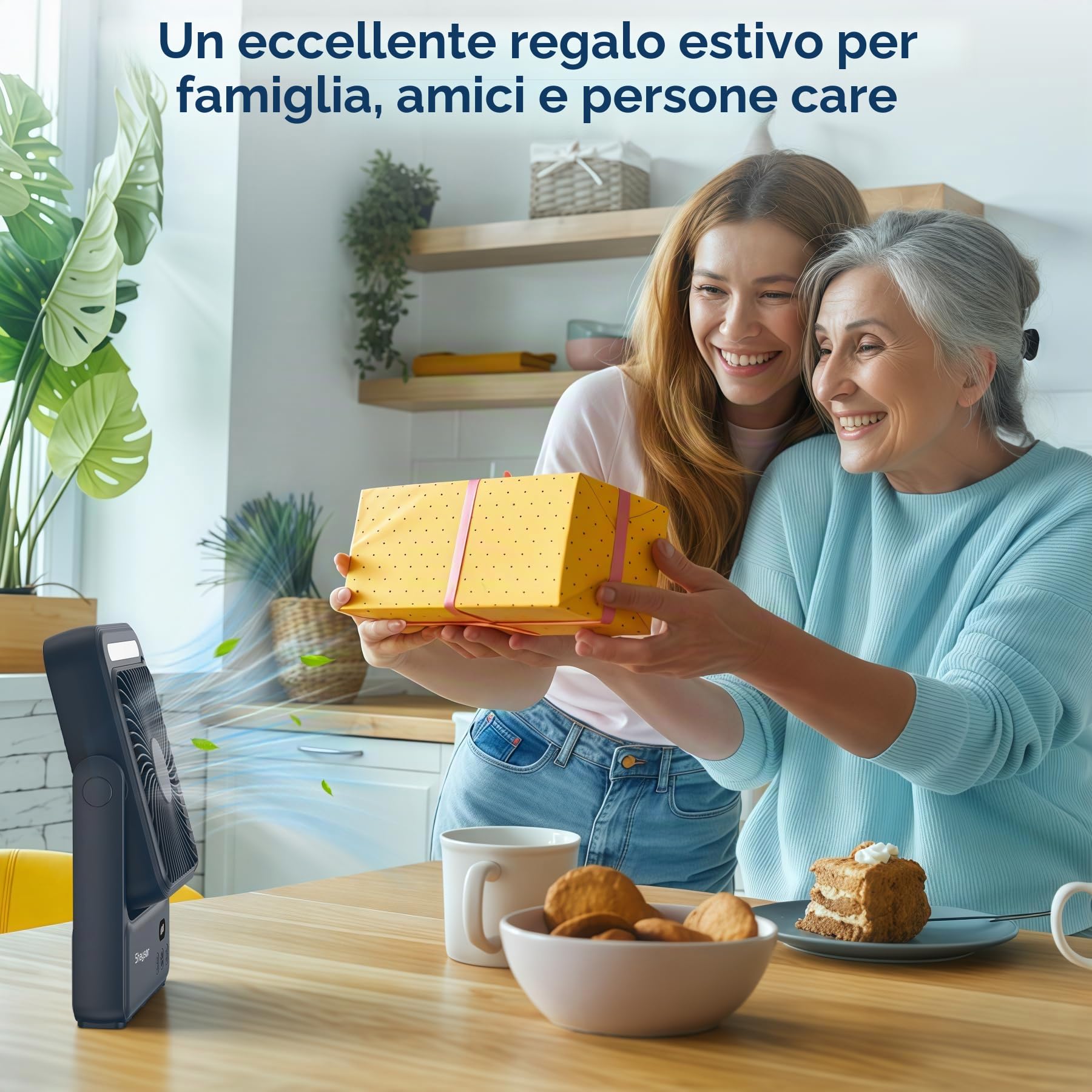 USB Ventilatore Portatile 10000mAh,Luce LED,7-27 ore di Funzionamento | Ventilatore da campeggio ad alto flusso d'aria e funzionamento silenzioso con ventosa per casa e ufficio