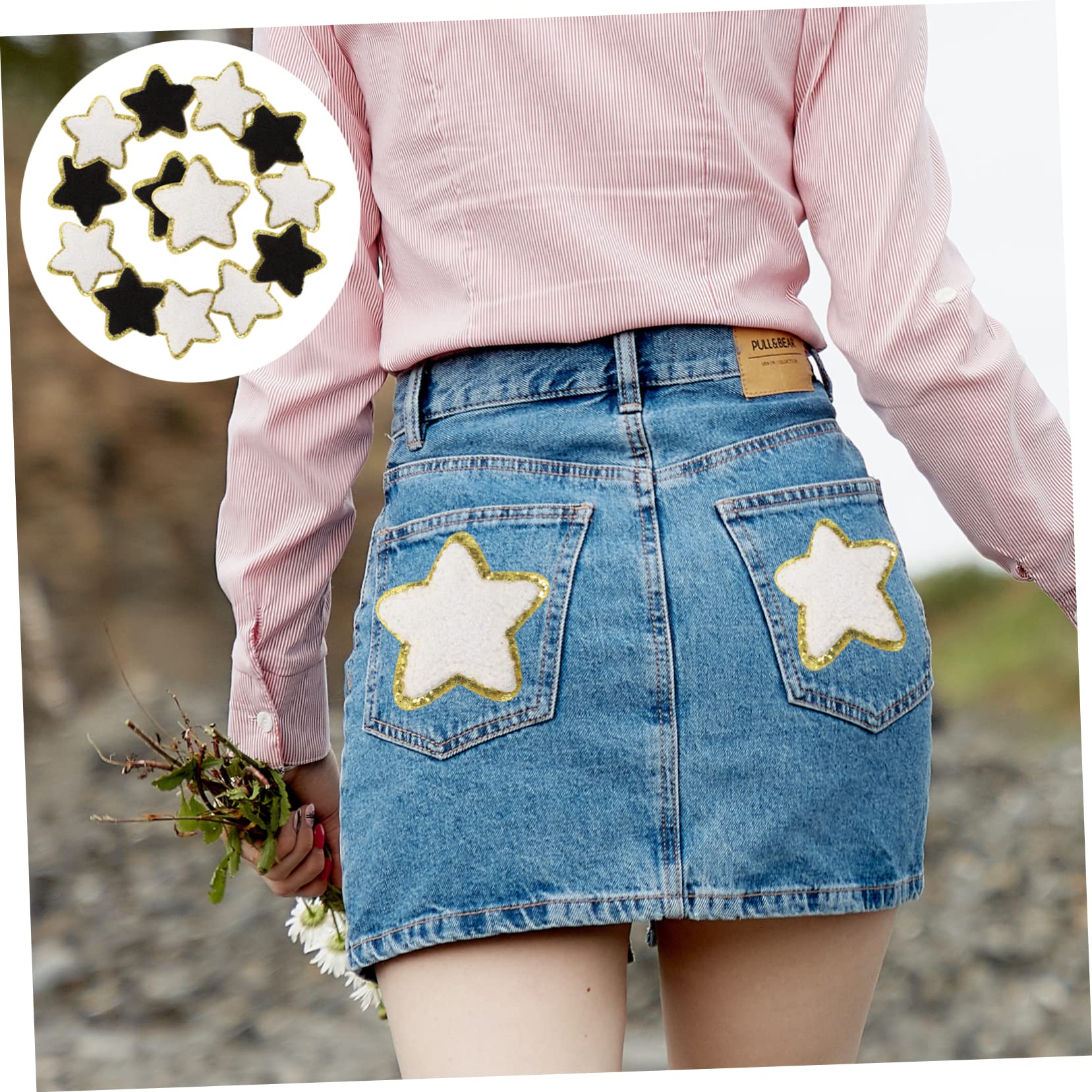 EXCEART 64stücke Glitzer Stern Aufbügler Chenille Patches Für Kleidung Taschen Hüte Jeans Langlebig Hautfreundlich Zum Dekorieren Und Reparieren