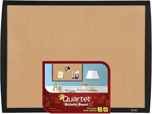 Quartet Cork Bulletin Board, 17"x23", Black Frame (33271-BK)