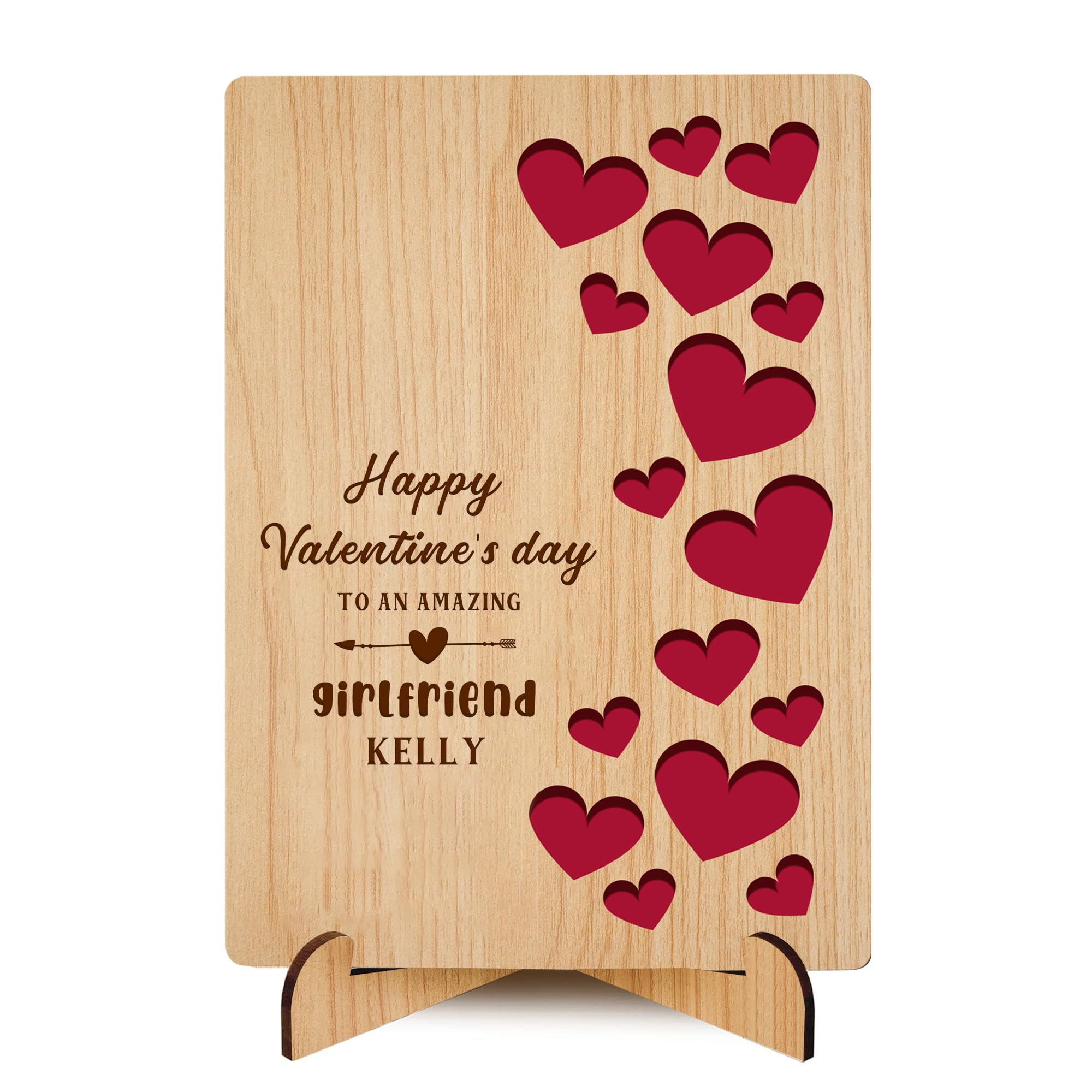 Personalised Wooden Valentines Card Custom Valentines Gifts for Him Her Valentines Day Gifts with Any Name for Women Men Couple Girlfriend Boyfriend Wife Husband (Design 4) โ image 1