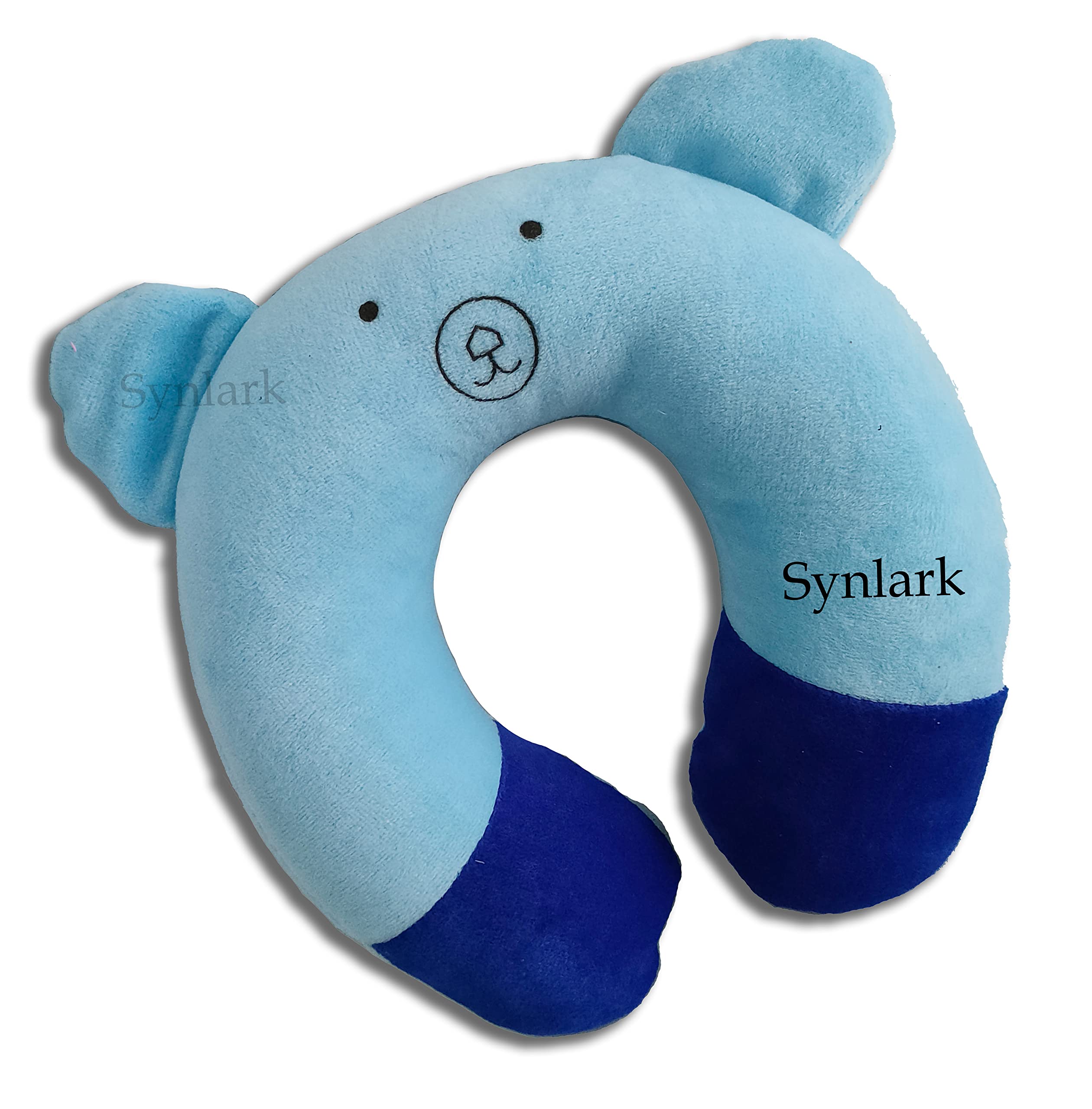Synlark New Born Baby Soft Neck Supporting Pillow for Head Shaping Baby (0-18 Month) (Blue-Neck Pillow)