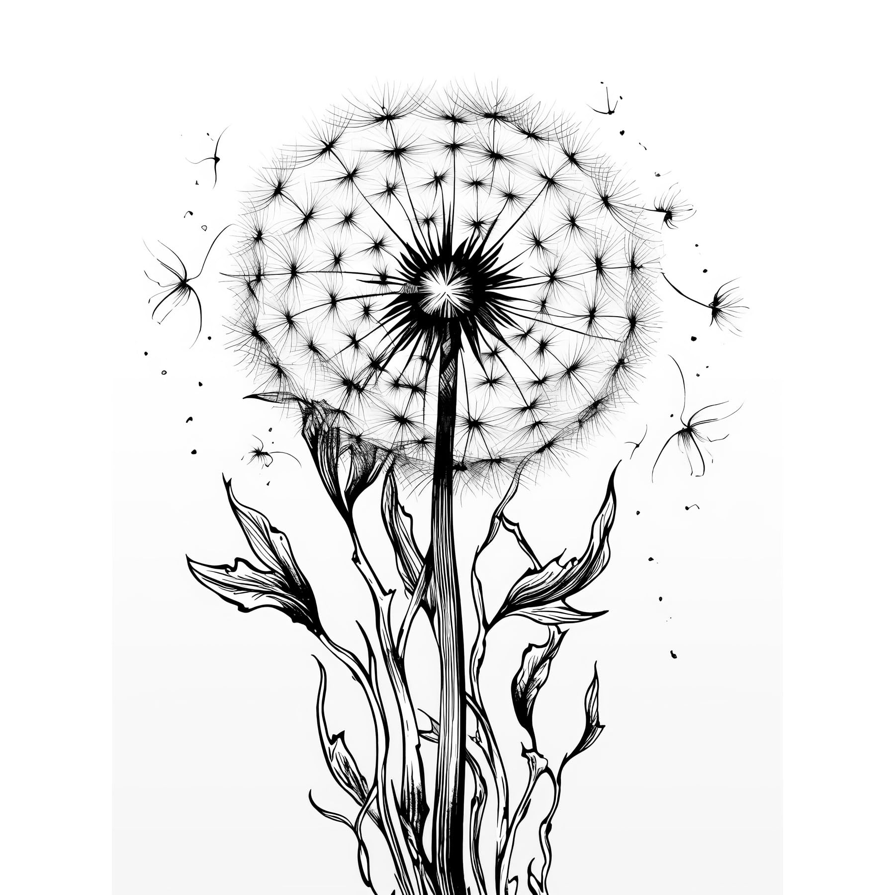 Artery8 Dandelion Flower Seed Black and White Rockabilly Americana 50s Extra Large XL Wall Art Poster Print