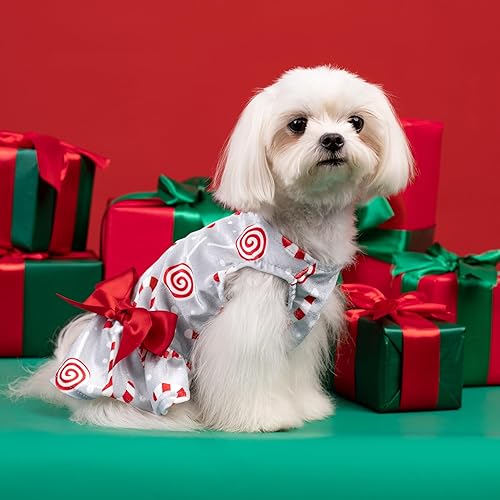 Miniatura 7 de Fitwarm - Disfraz para perro o gato de terciopelo, ligero, para fiestas de perritos, Halloween, días festivos vestido de niña de una pieza, con