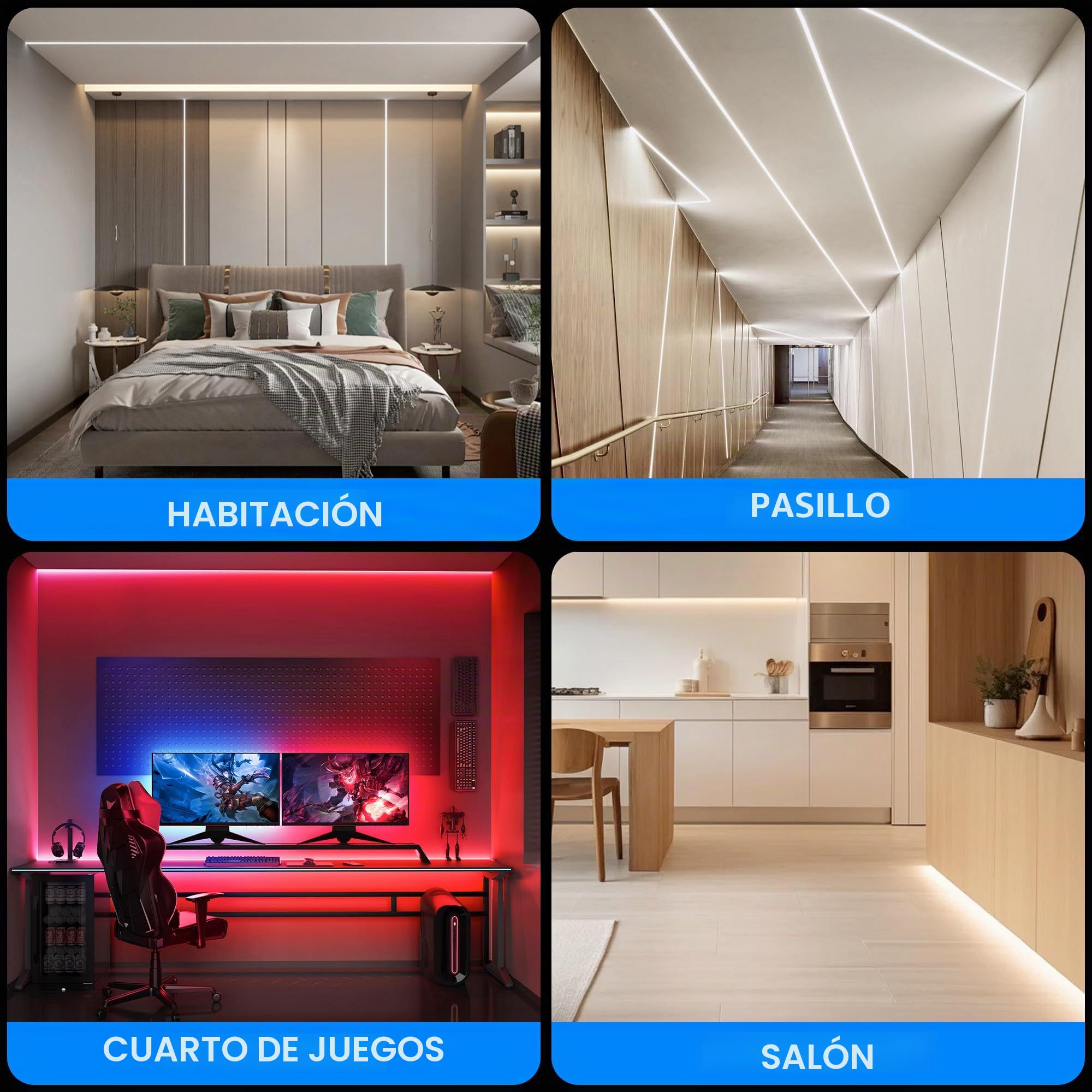 Shine Plus 5 Perfiles LED de paneles de yeso 2 m, perfil cinta LED, riel empotrado, ayuda disipación calor, 28 x 13,8 mm, compatible cintas 20,2 mm