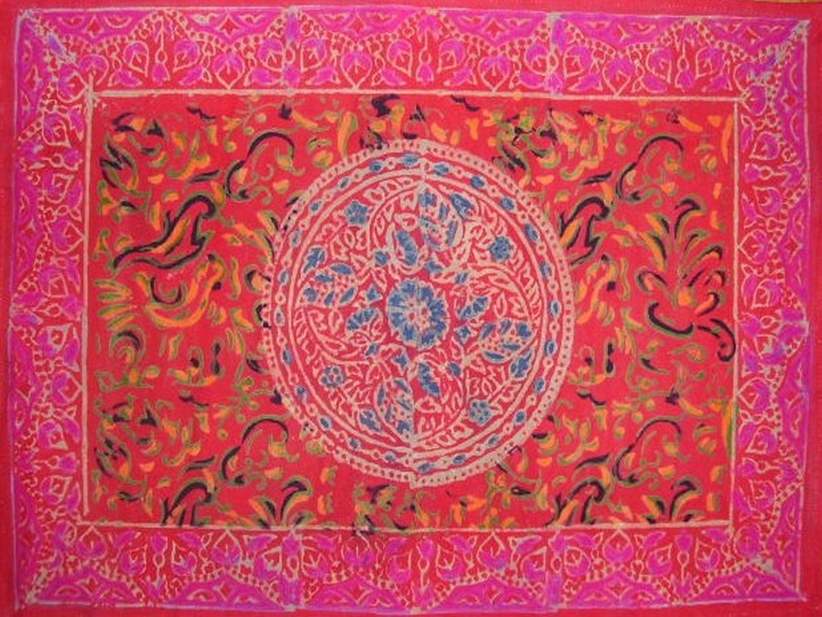 Homestead Sanganeer Block Print Cotton Table Placemat 19" x 13" Red-image-43